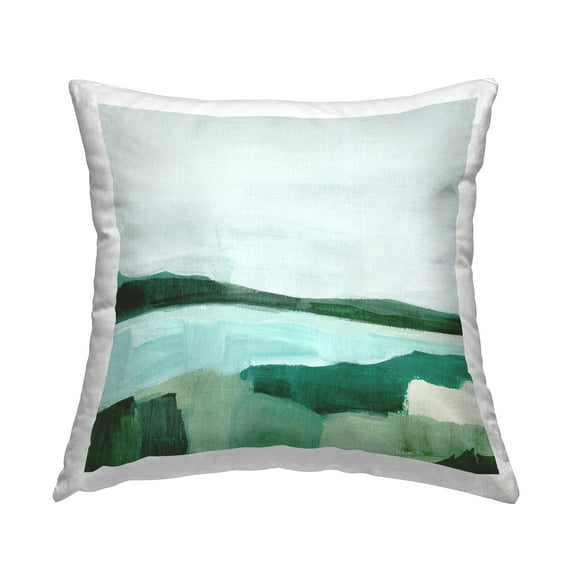Stupell Industries Abstract Flowing Lake Green Nature Design by Annie Warren Throw Pillow