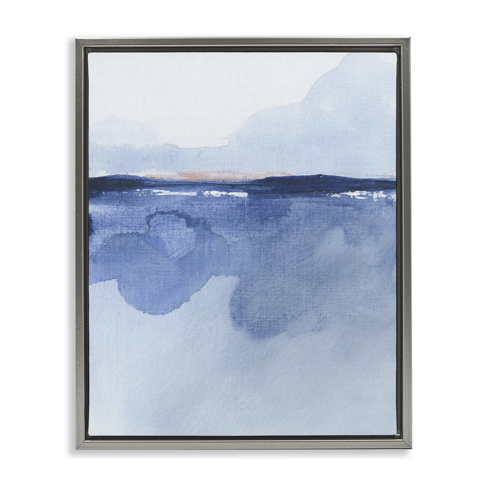 Stupell Industries Abstract Fluid Landscape Abstract Painting Gray Floater Framed Canvas Art Print Wall Art, 25 x 31
