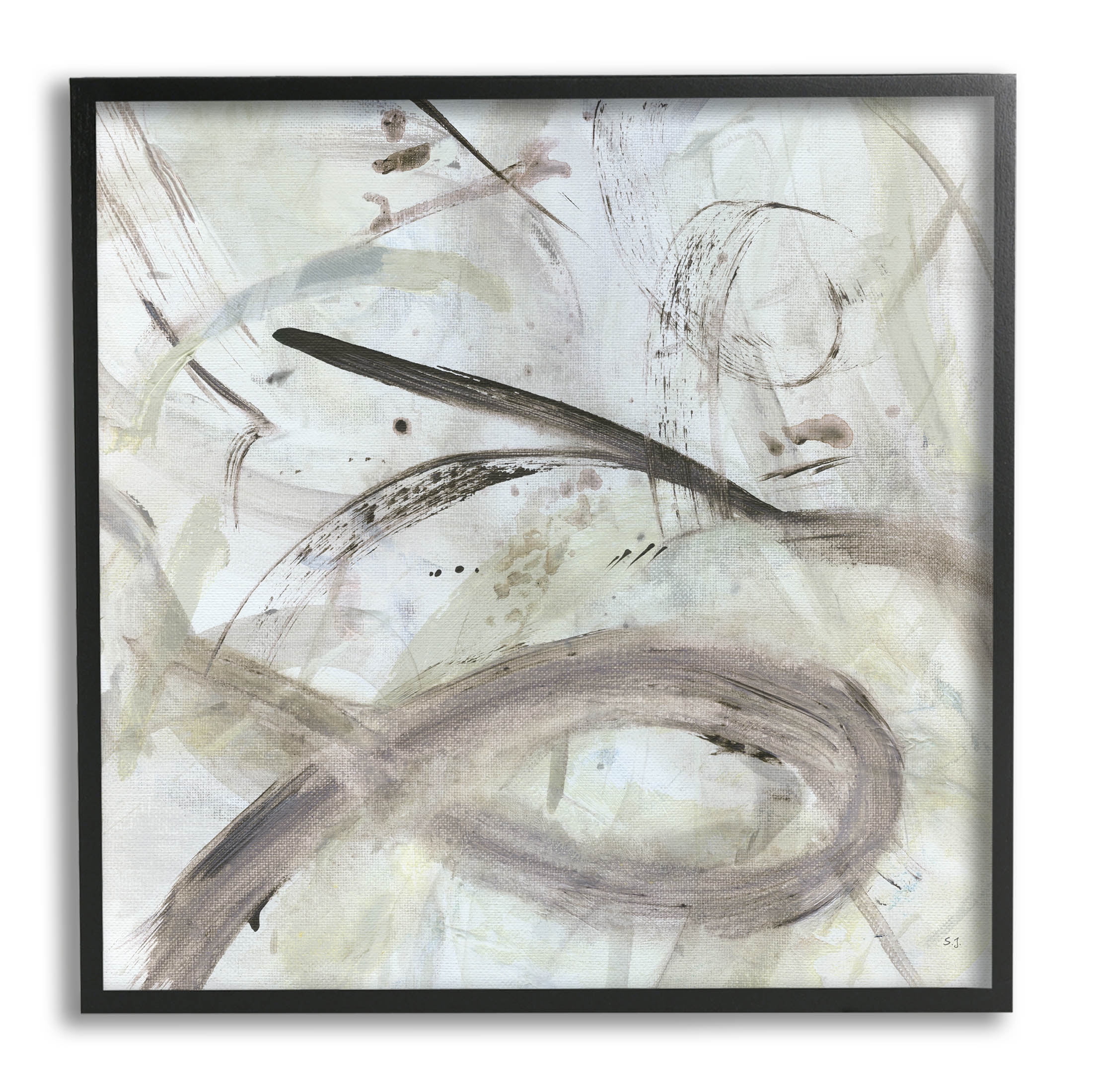 Stupell Industries Abstract Fluid Shapes Arrangement Painting Black Framed Art Print Wall Art, Design by Susan Jill