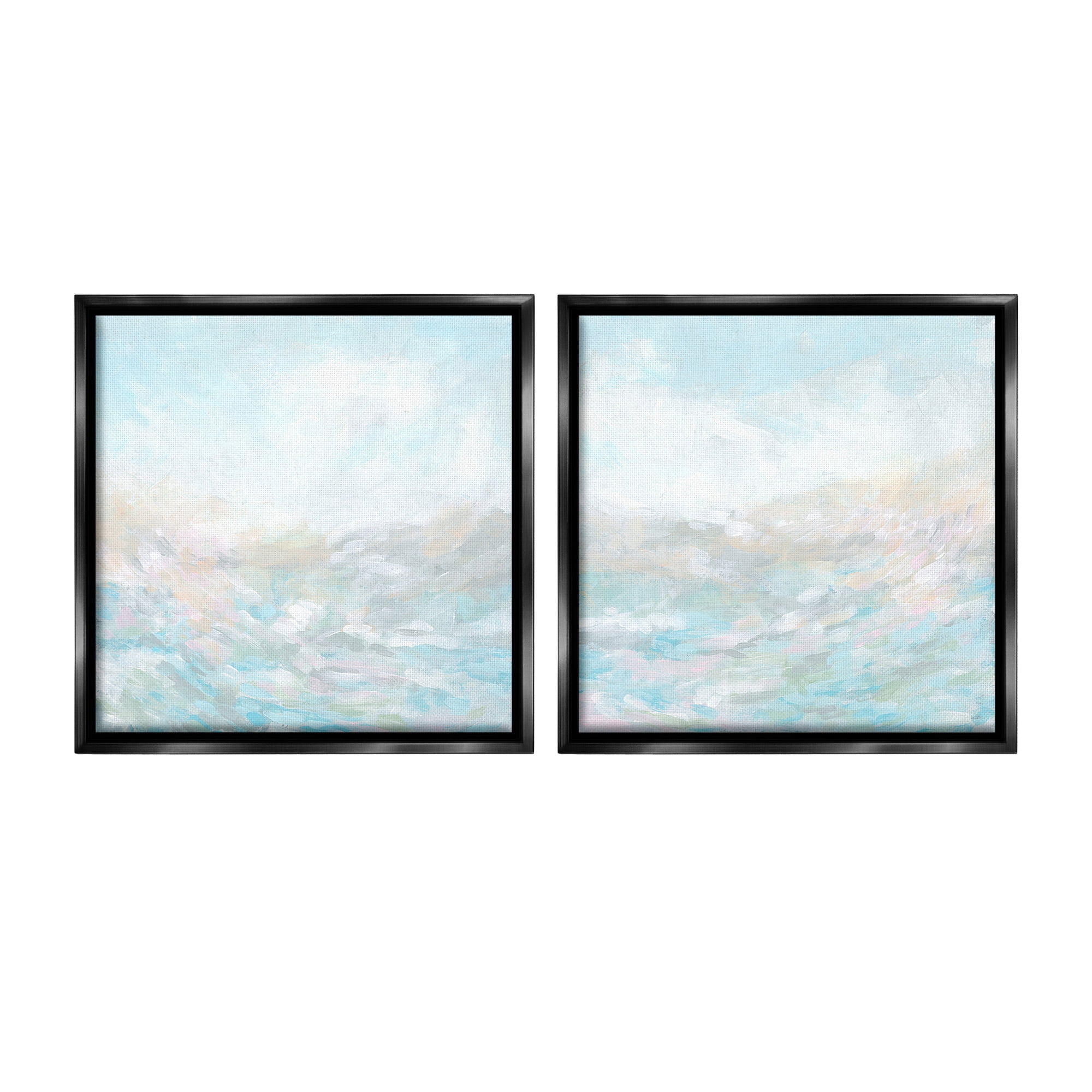 Stupell Industries Abstract Fog Landscape Landscape Painting Black Floater Framed Canvas Art Print Wall Art, 18 x 18, Set of 2