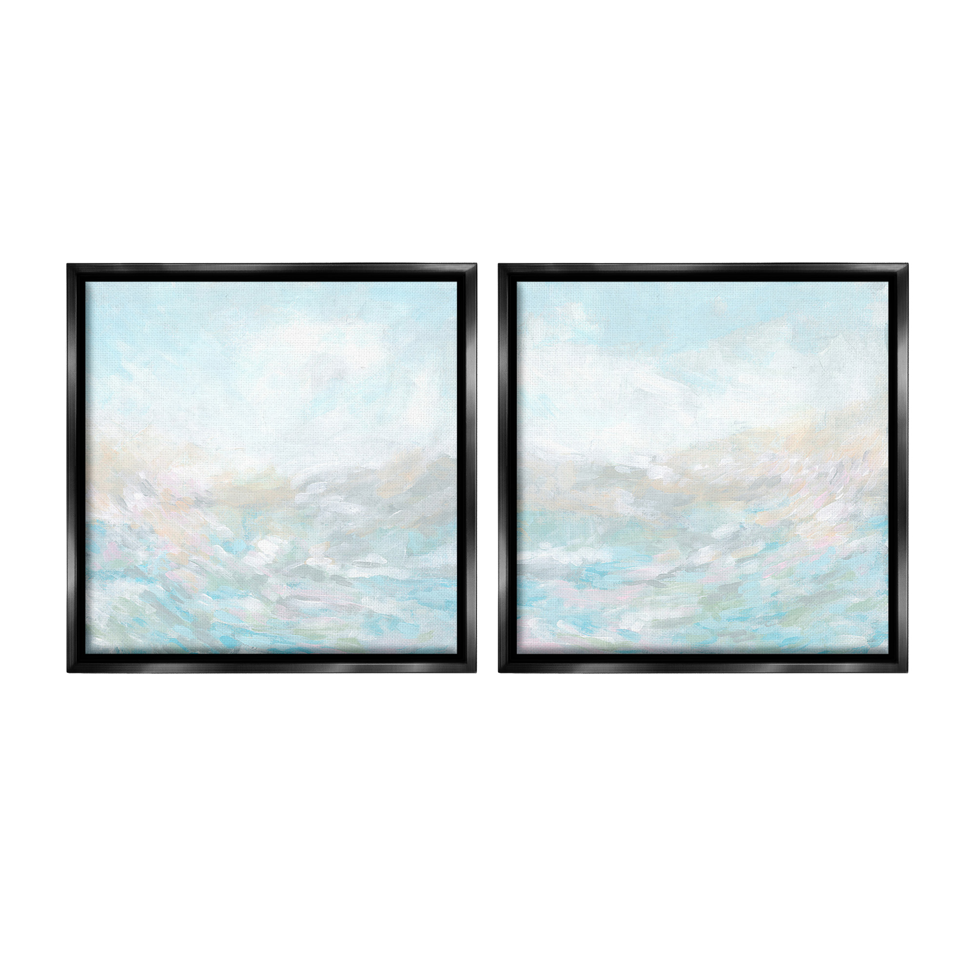 Stupell Industries Abstract Fog Landscape Landscape Painting Black Floater Framed Canvas Art Print Wall Art, 25 x 25, Set of 2