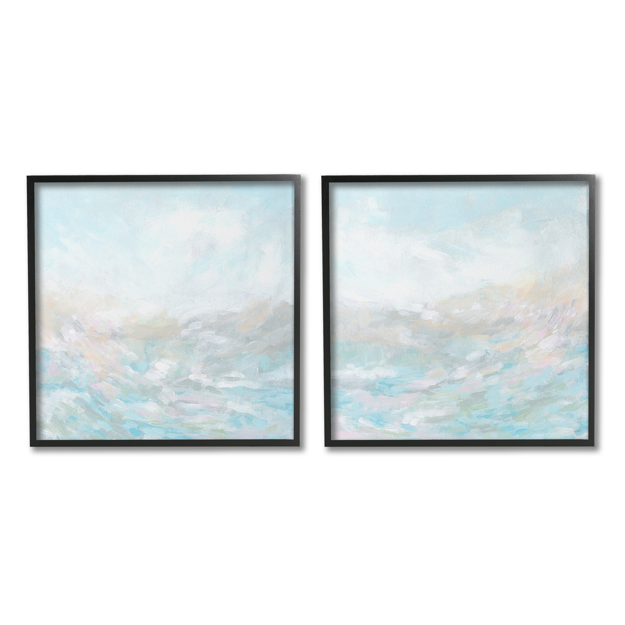 Stupell Industries Abstract Fog Landscape Landscape Painting Black Framed Art Print Wall Art, 17 x 17, Set of 2