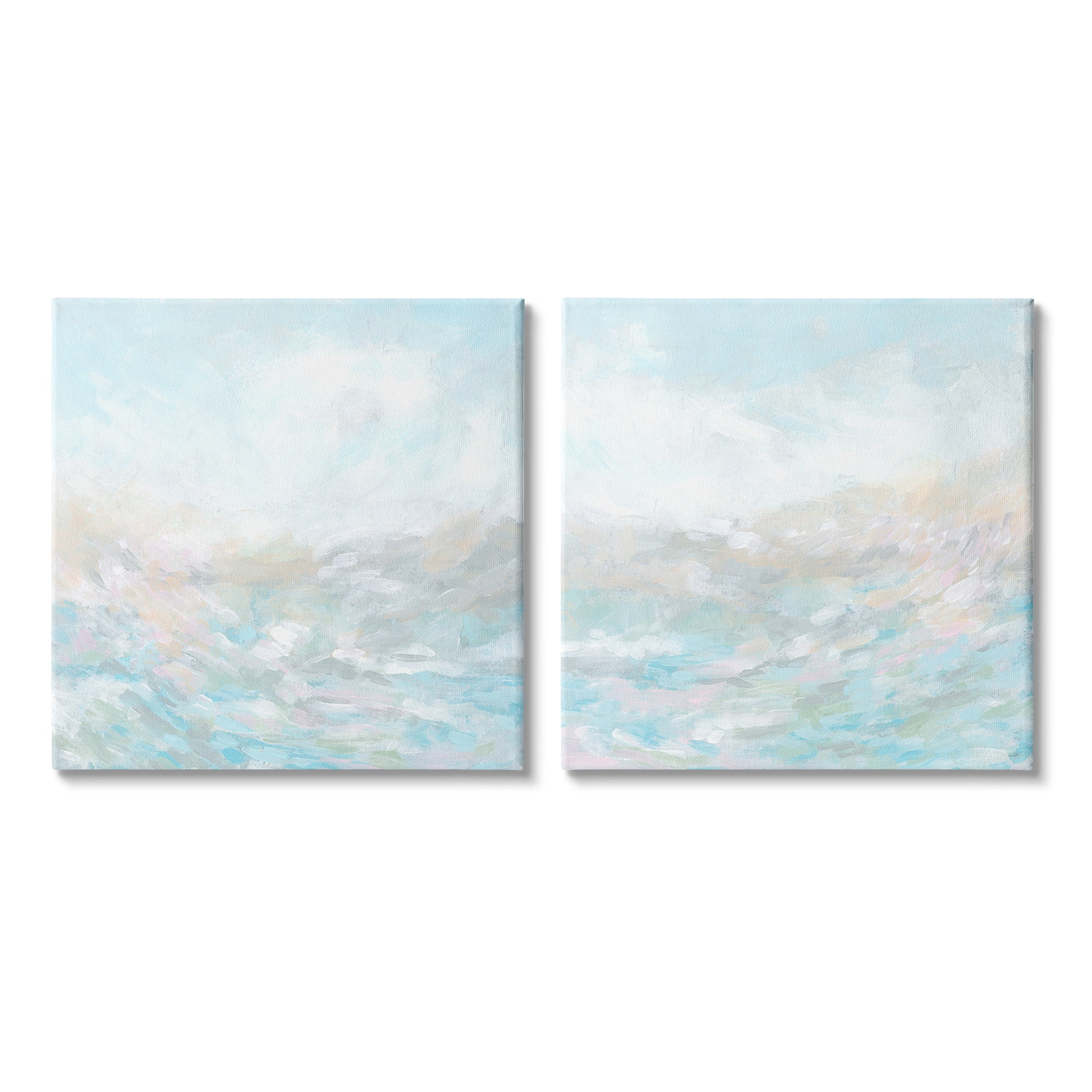 Stupell Industries Abstract Fog Landscape Landscape Painting Gallery Wrapped Canvas Art Print Wall Art, 24 x 24, Set of 2