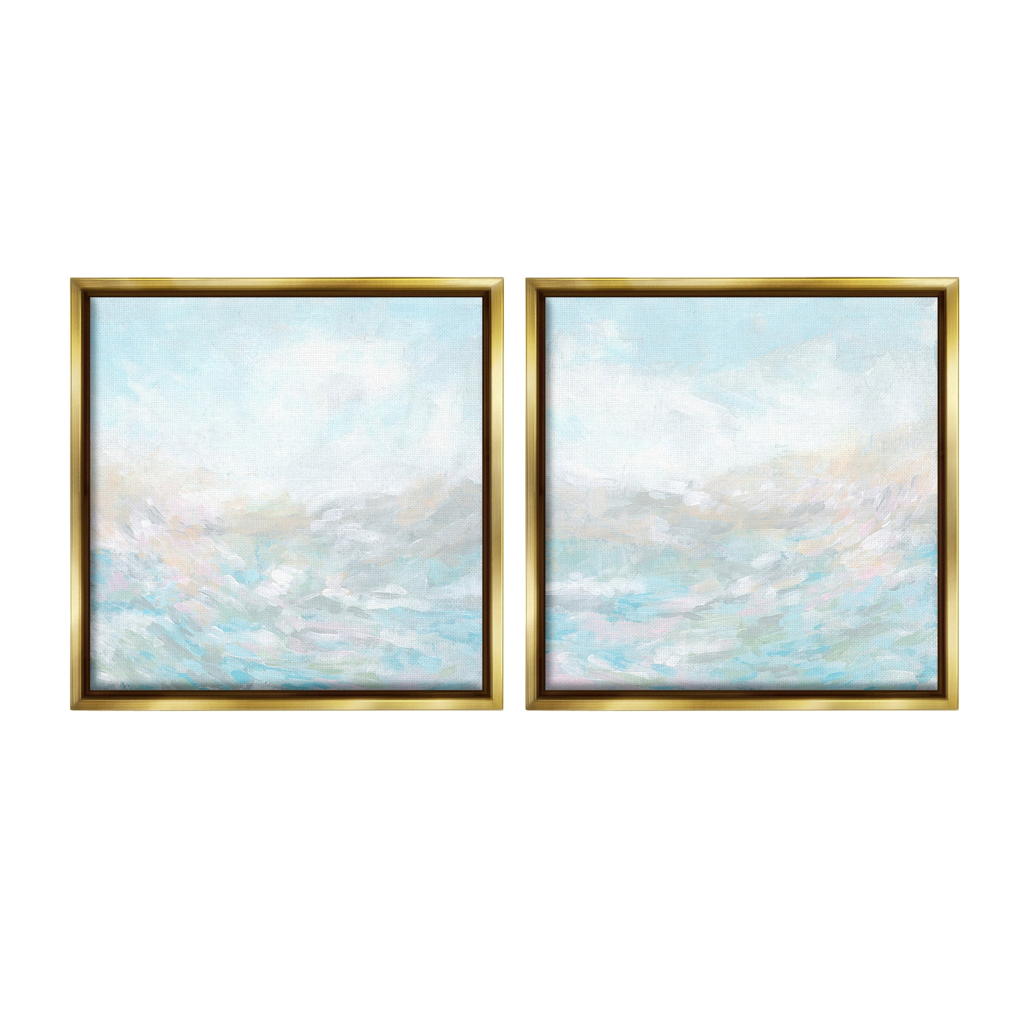 Stupell Industries Abstract Fog Landscape Landscape Painting Gold Floater Framed Canvas Art Print Wall Art, 25 x 25, Set of 2