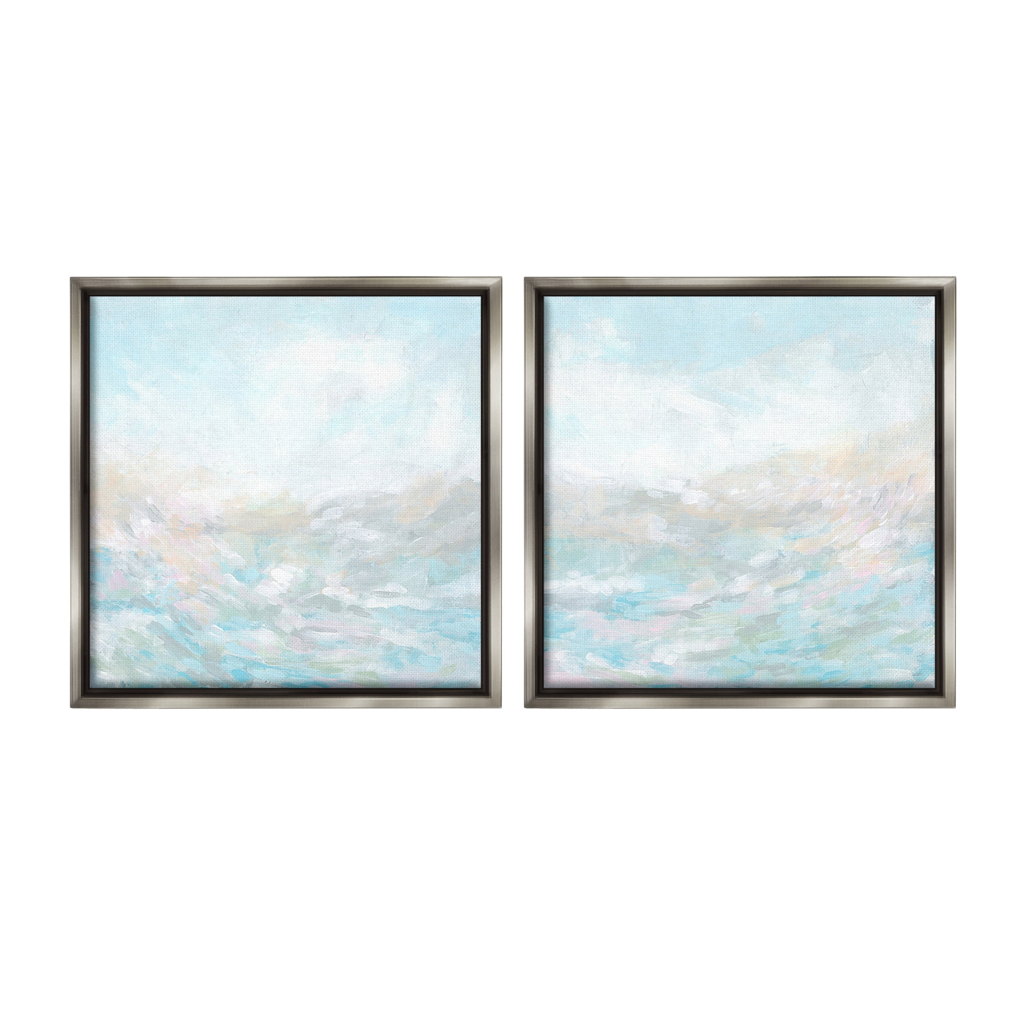 Stupell Industries Abstract Fog Landscape Landscape Painting Gray Floater Framed Canvas Art Print Wall Art, 18 x 18, Set of 2