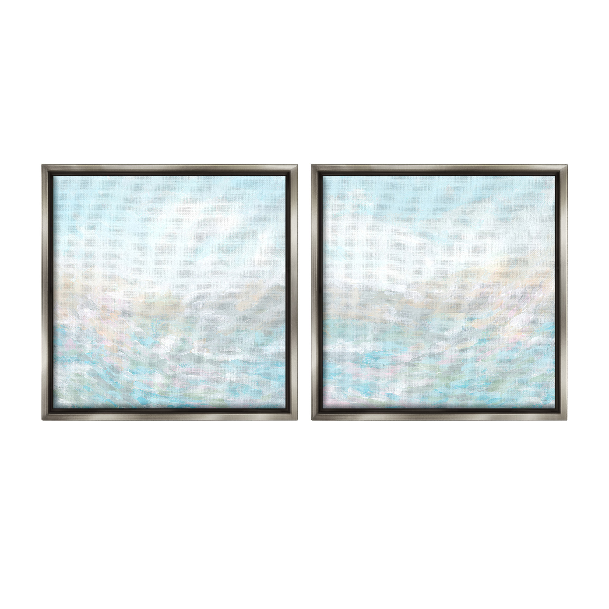 Stupell Industries Abstract Fog Landscape Landscape Painting Gray Floater Framed Canvas Art Print Wall Art, 25 x 25, Set of 2