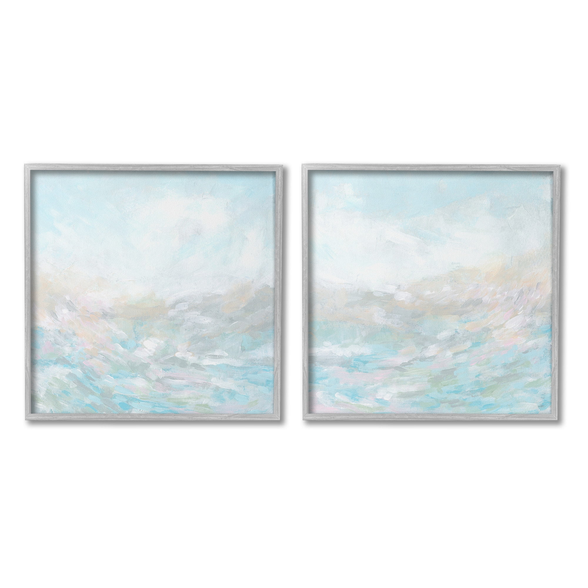 Stupell Industries Abstract Fog Landscape Landscape Painting Gray Framed Art Print Wall Art, 24 x 24, Set of 2