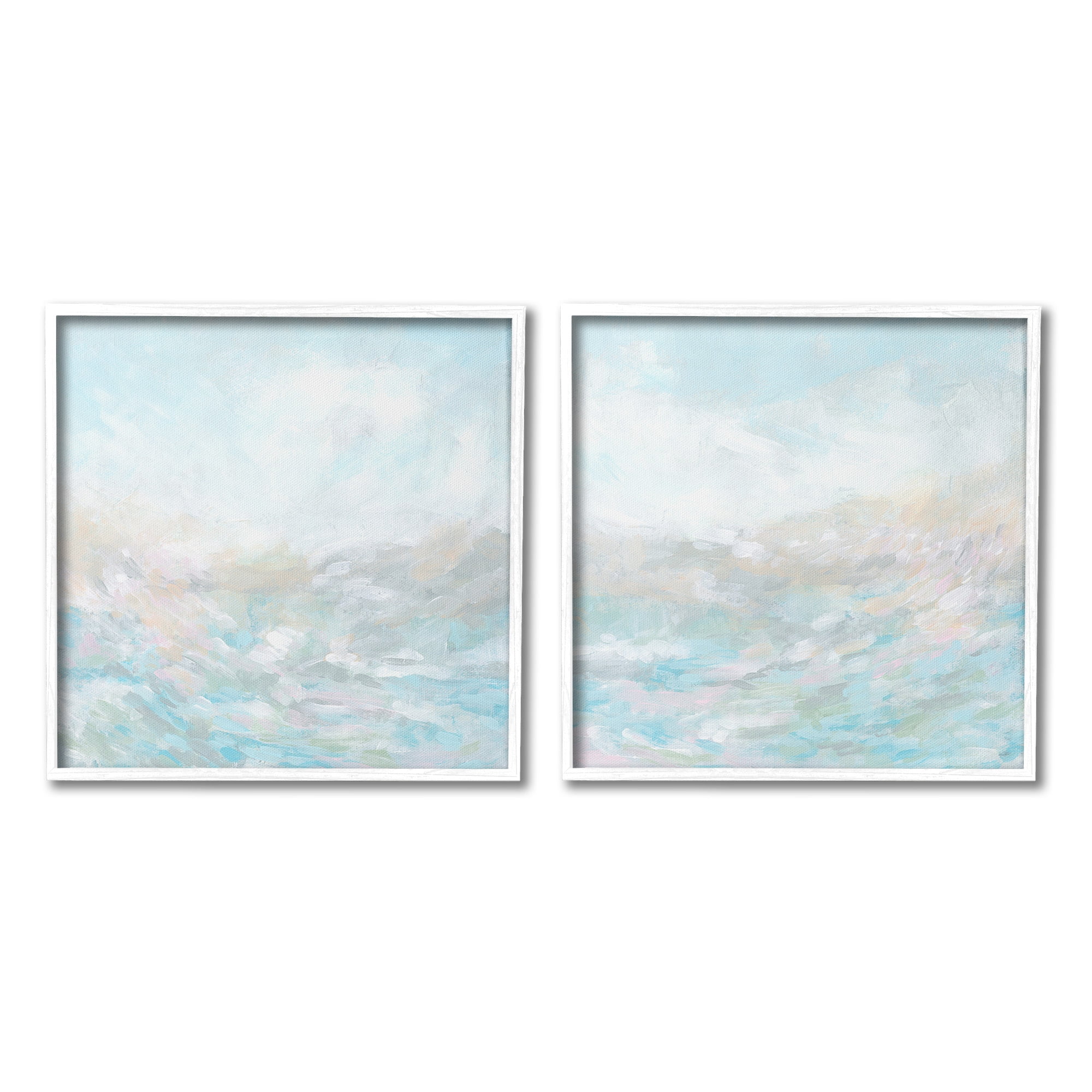 White Framed Abstract Landscape Print Set, 12 x 12