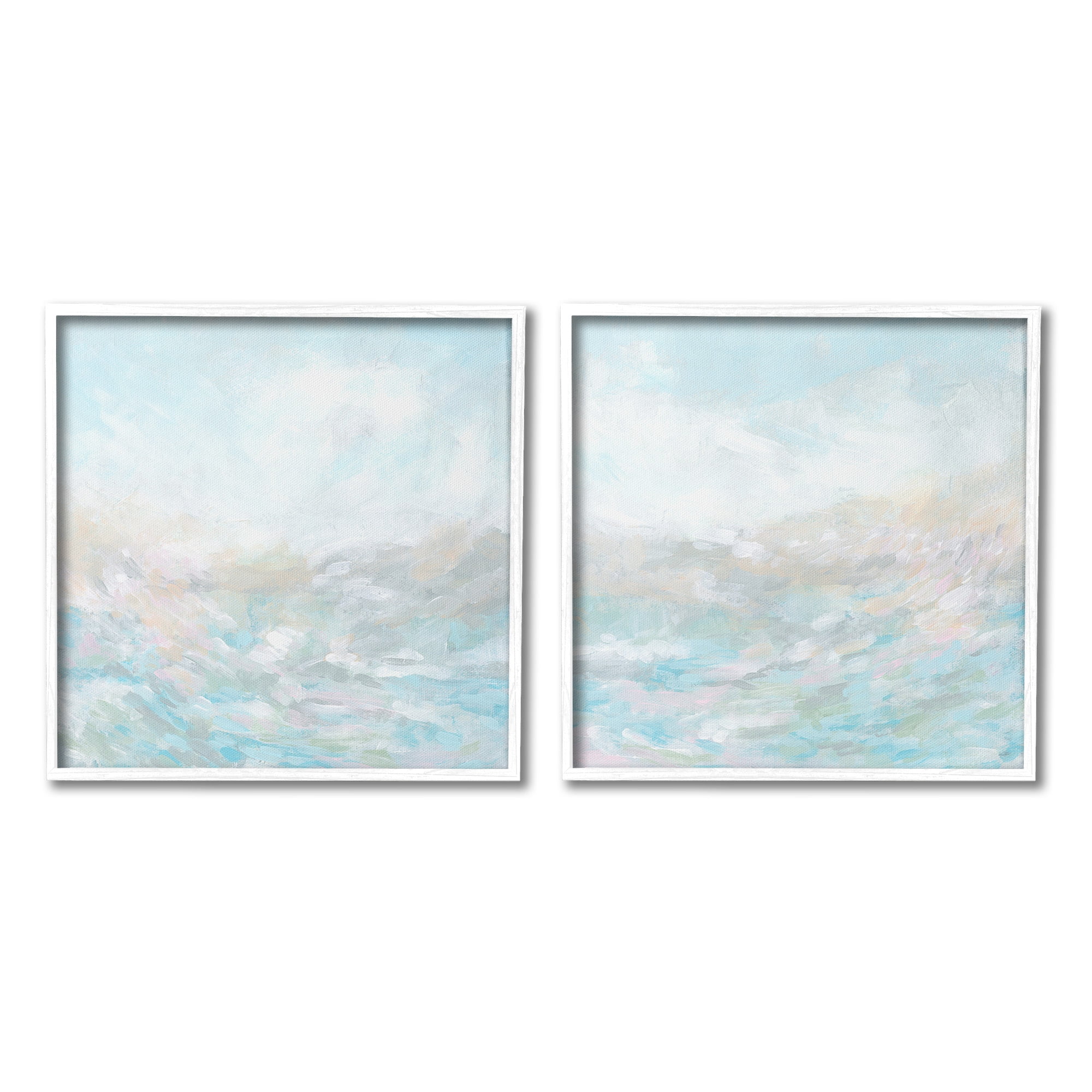 Stupell Industries Abstract Fog Landscape Landscape Painting White Framed Art Print Wall Art, 17 x 17, Set of 2