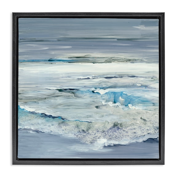 Stupell Industries Abstract Folded Wave Ripples Black Framed Floater Canvas Wall Art design by Lera, 18 x 18
