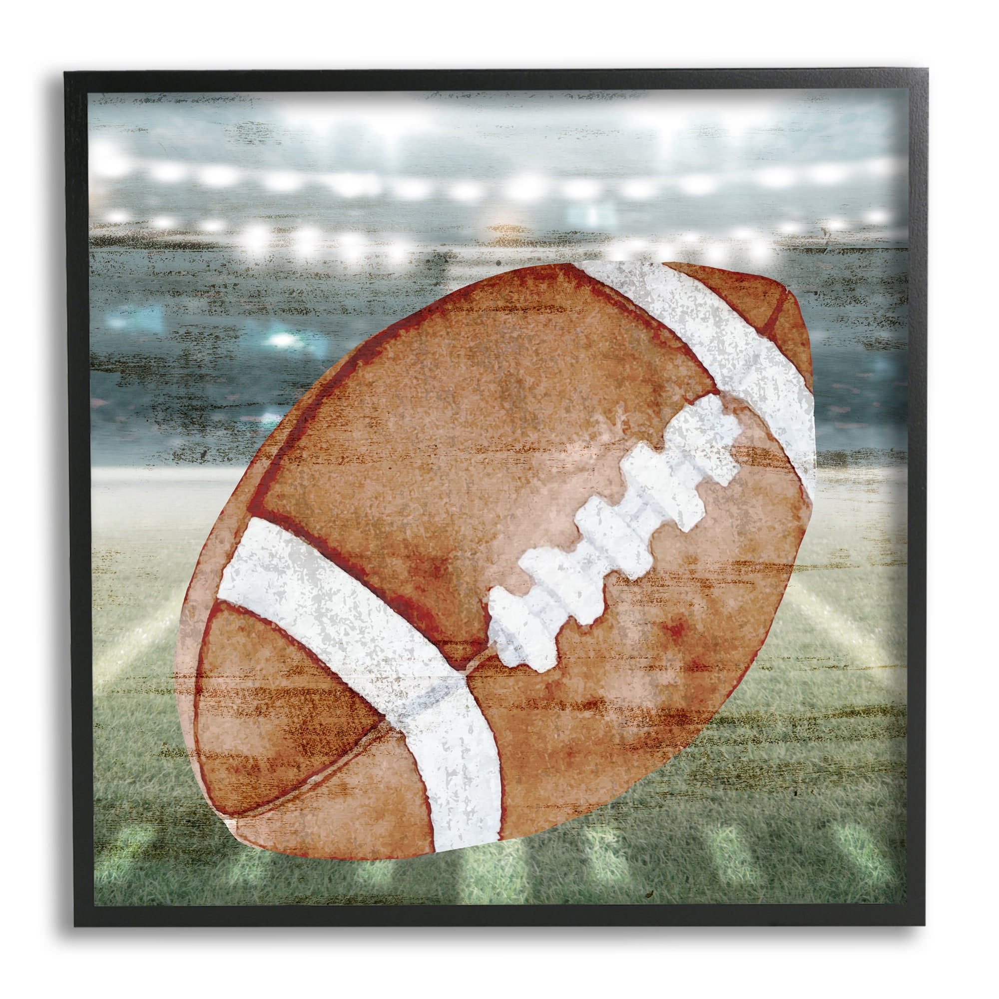 Stupell Industries Abstract Football Field Abstract Painting Black Framed Art Print Wall Art, 12 x 12