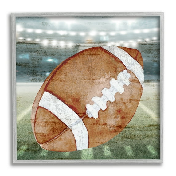 Stupell Industries Abstract Football Field Abstract Painting Gray Framed Art Print Wall Art, 24 x 24
