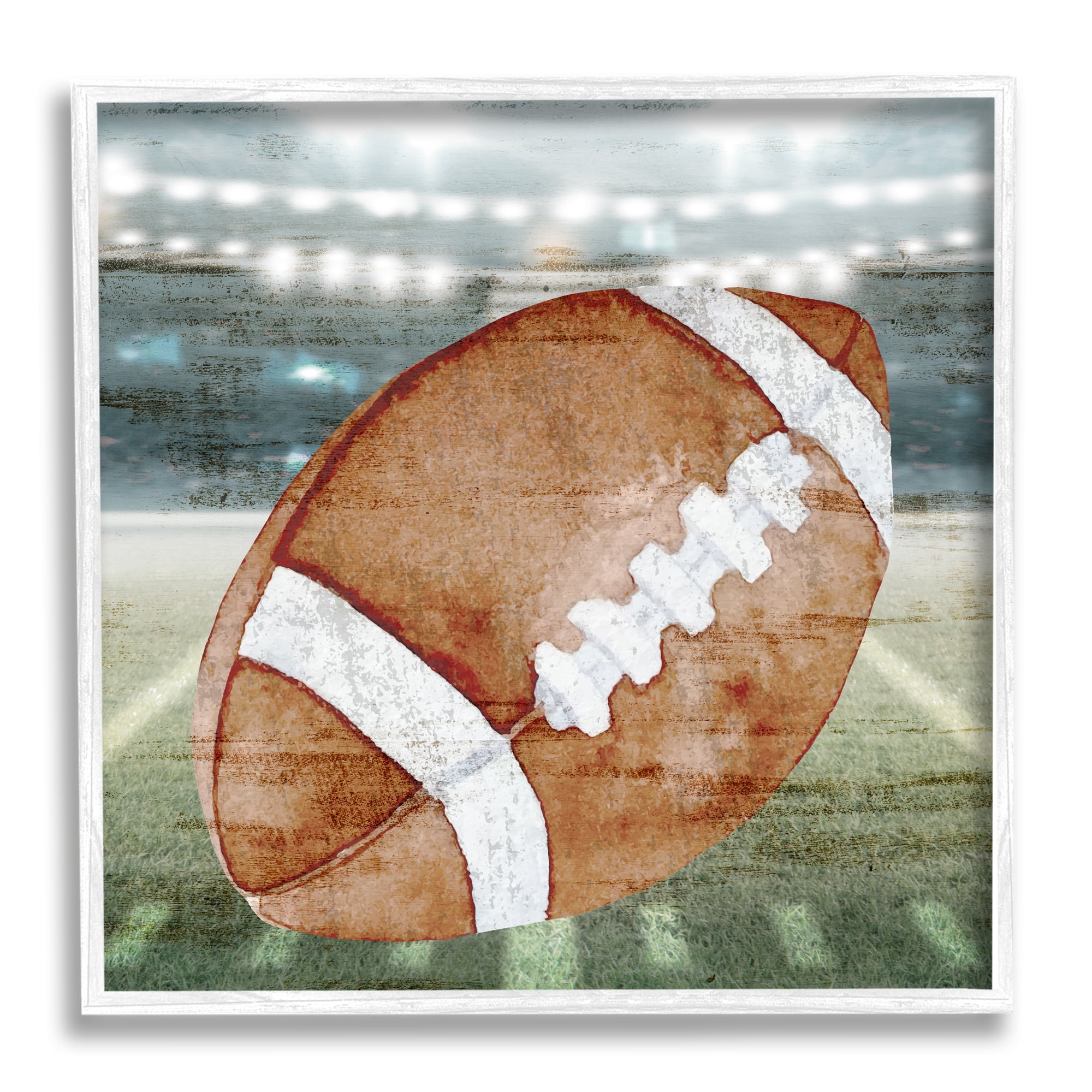 Stupell Industries Abstract Football Field Abstract Painting White Framed Art Print Wall Art, 17 x 17
