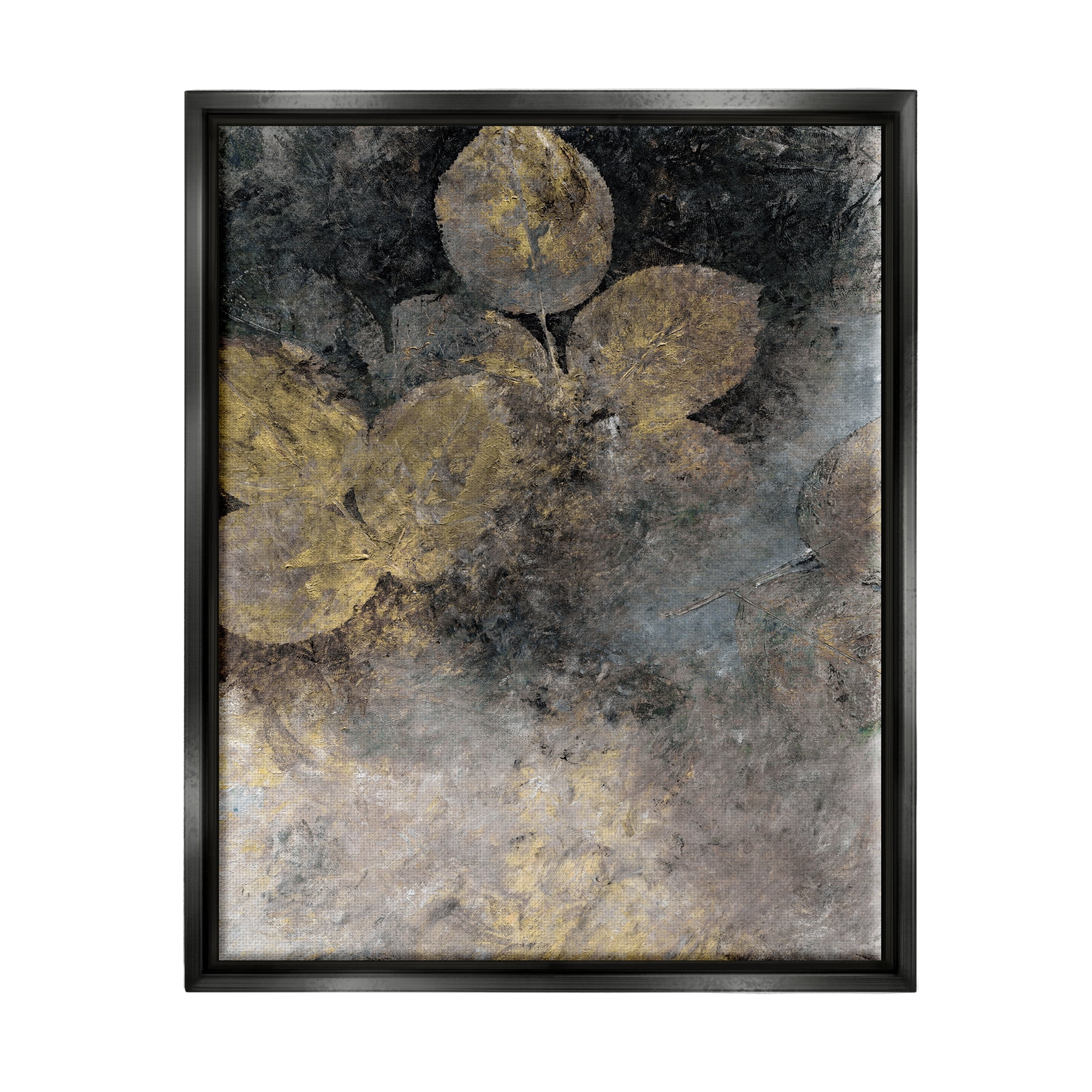 Stupell Industries Abstract Forest Leaves Abstract Painting Black Floater Framed Canvas Art Print Wall Art, 25 x 31