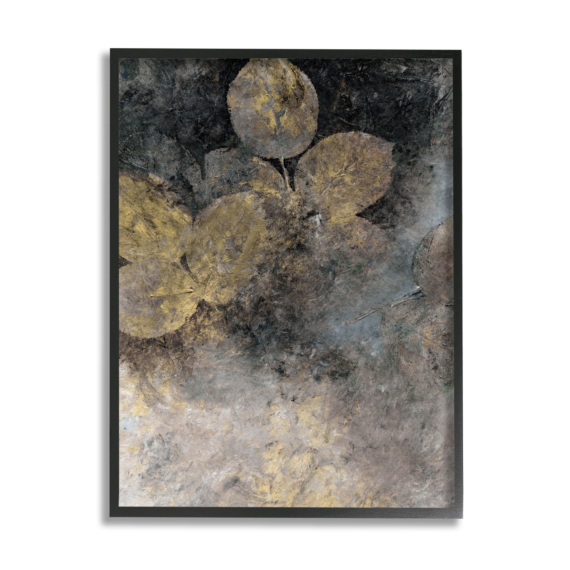 Stupell Industries Abstract Forest Leaves Abstract Painting Black Framed Art Print Wall Art, 24 x 30