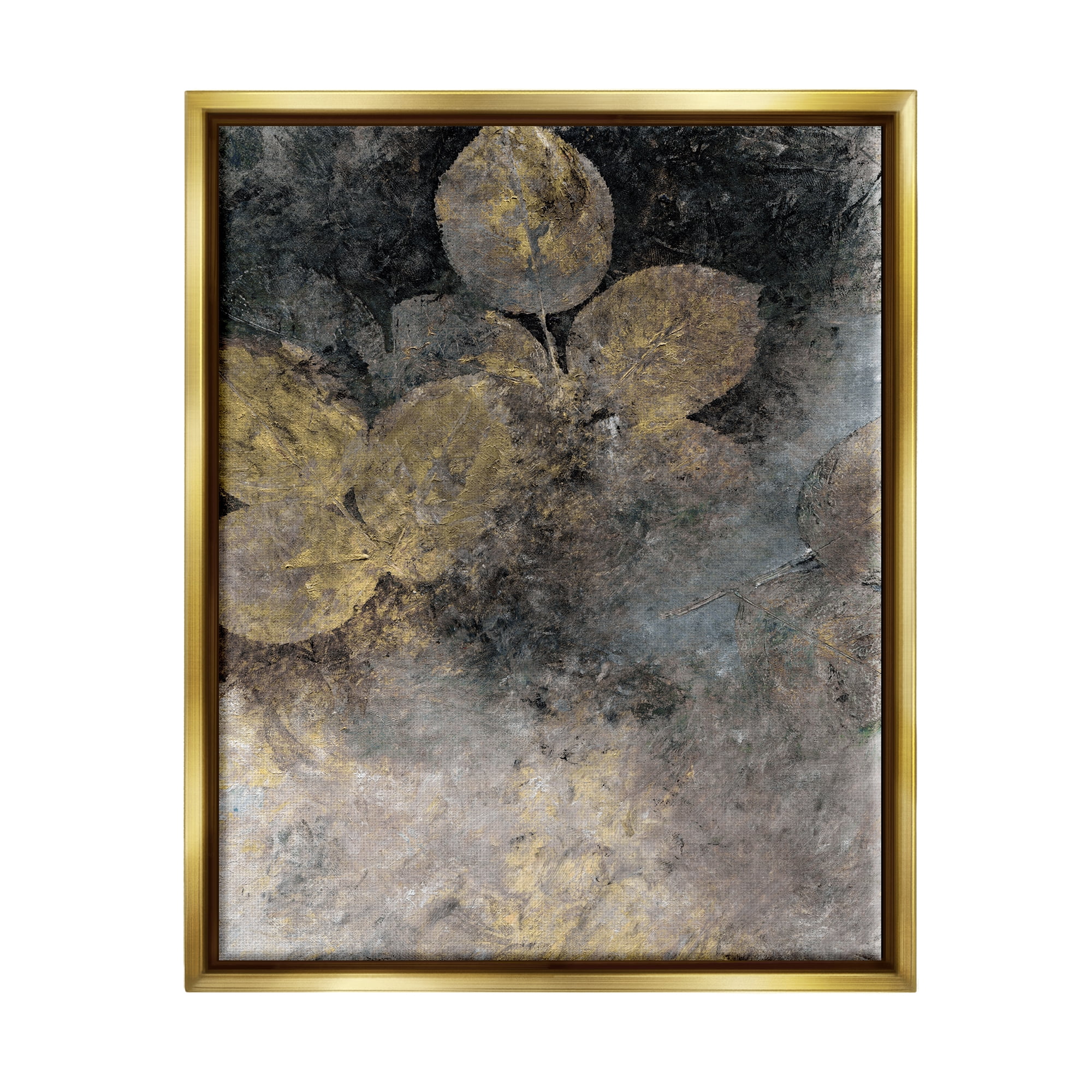 Stupell Industries Abstract Forest Leaves Abstract Painting Gold Floater Framed Canvas Art Print Wall Art, 17 x 21