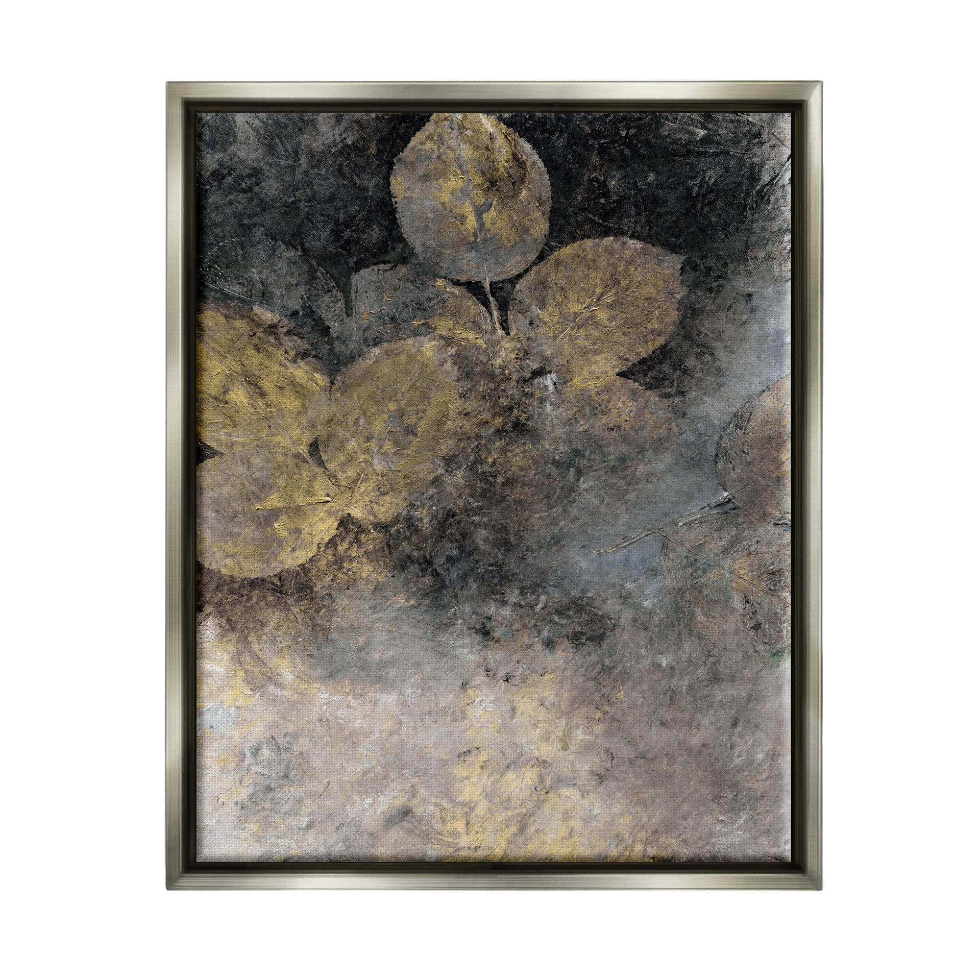 Stupell Industries Abstract Forest Leaves Abstract Painting Gray Floater Framed Canvas Art Print Wall Art, 25 x 31