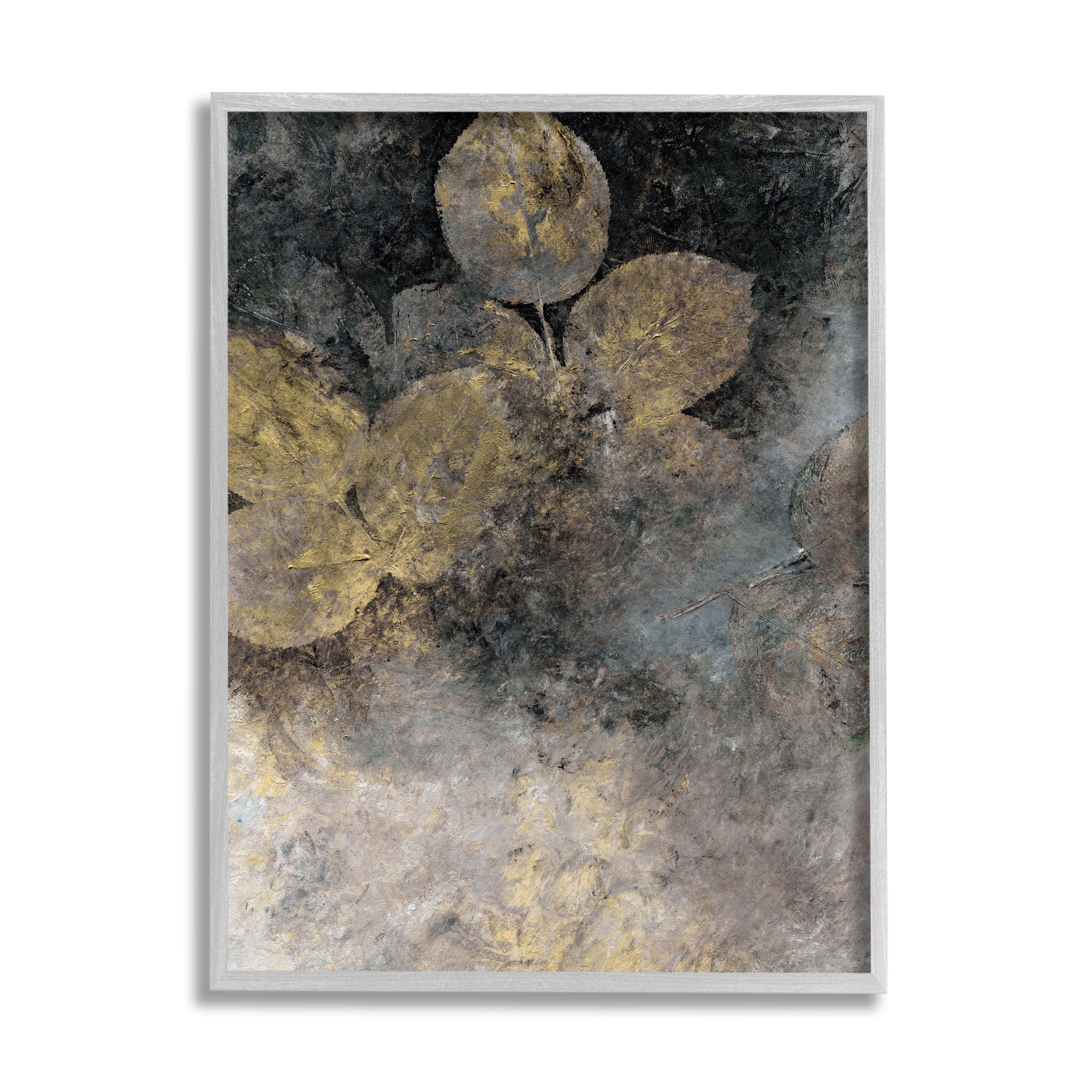 Stupell Industries Abstract Forest Leaves Abstract Painting Gray Framed Art Print Wall Art, 16 x 20