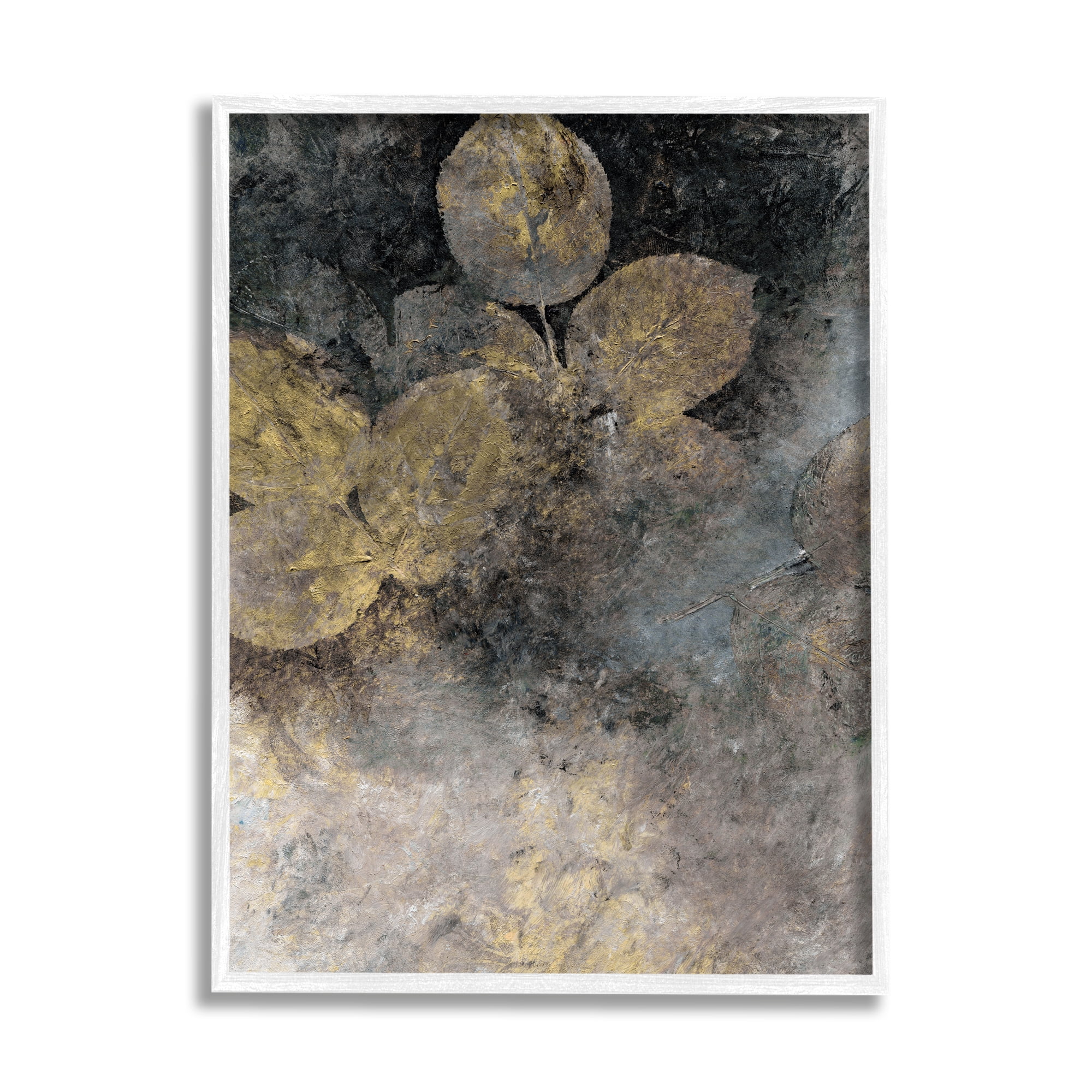 Stupell Industries Abstract Forest Leaves Abstract Painting White Framed Art Print Wall Art, 24 x 30