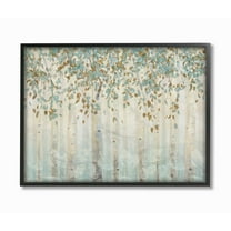 Stupell Industries Abstract Forest Leaves Trees Blue Tan Soft Painting Framed Wall Art Design by James Wiens, 11" x 14", Black Framed