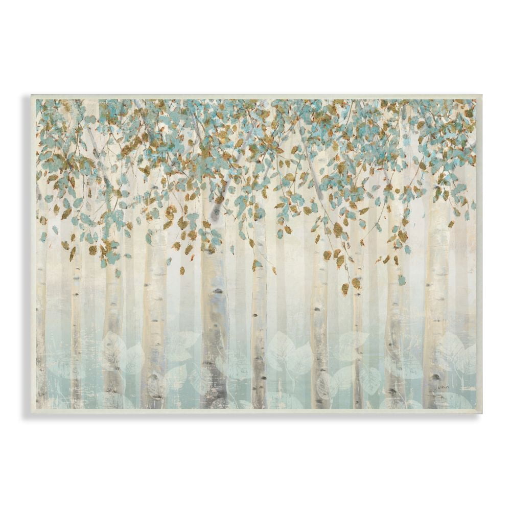 Abstract Forest Leaves Blue and Tan Wall Plaque