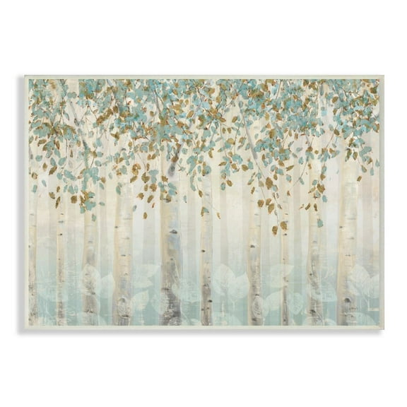 Stupell Industries Abstract Forest Leaves Trees Blue Tan Soft Painting Wall Plaque Design by James Wiens