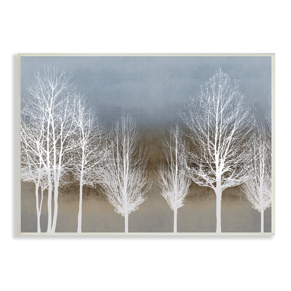 Stupell Industries Abstract Forest Line White Bare Tree Silhouettes, 10 x 15, Designed by Kate Bennett