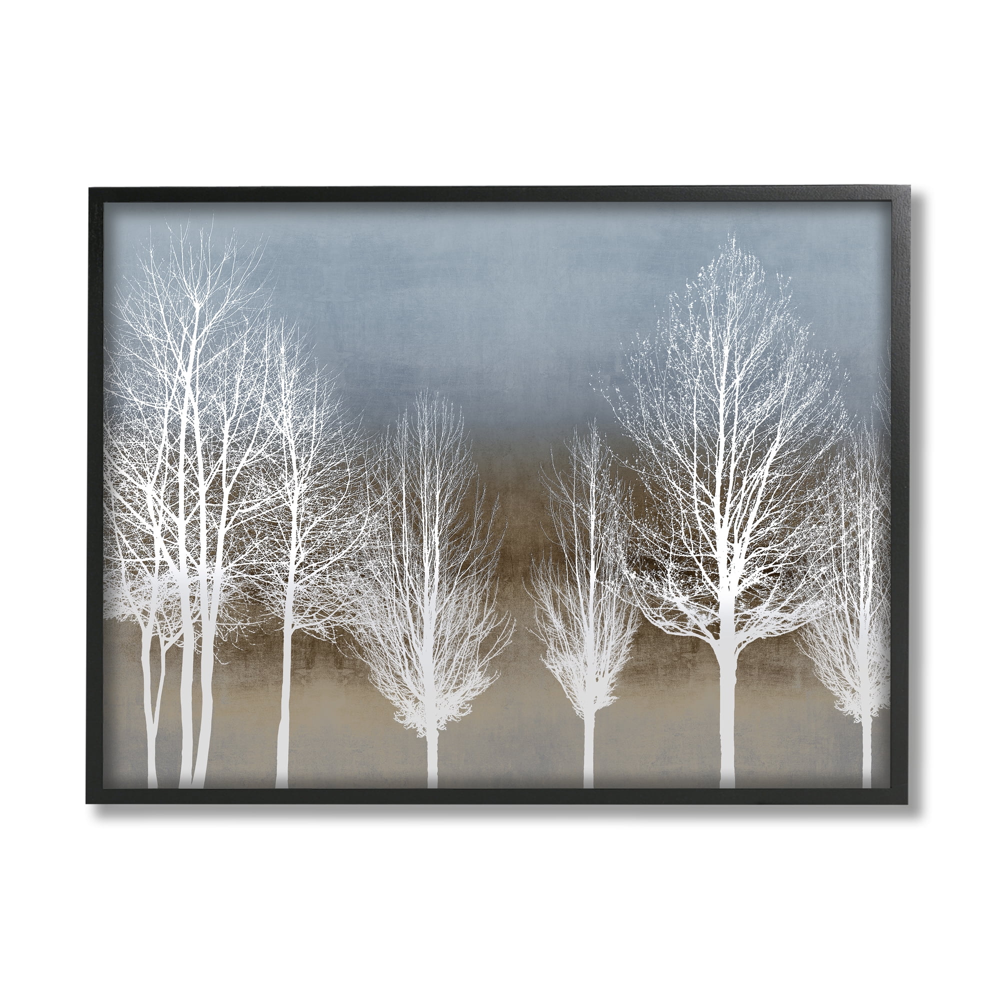 Stupell Industries Abstract Forest Line White Bare Tree Silhouettes Graphic Art Black Framed Art Print Wall Art, 24x30, by Kate Bennett