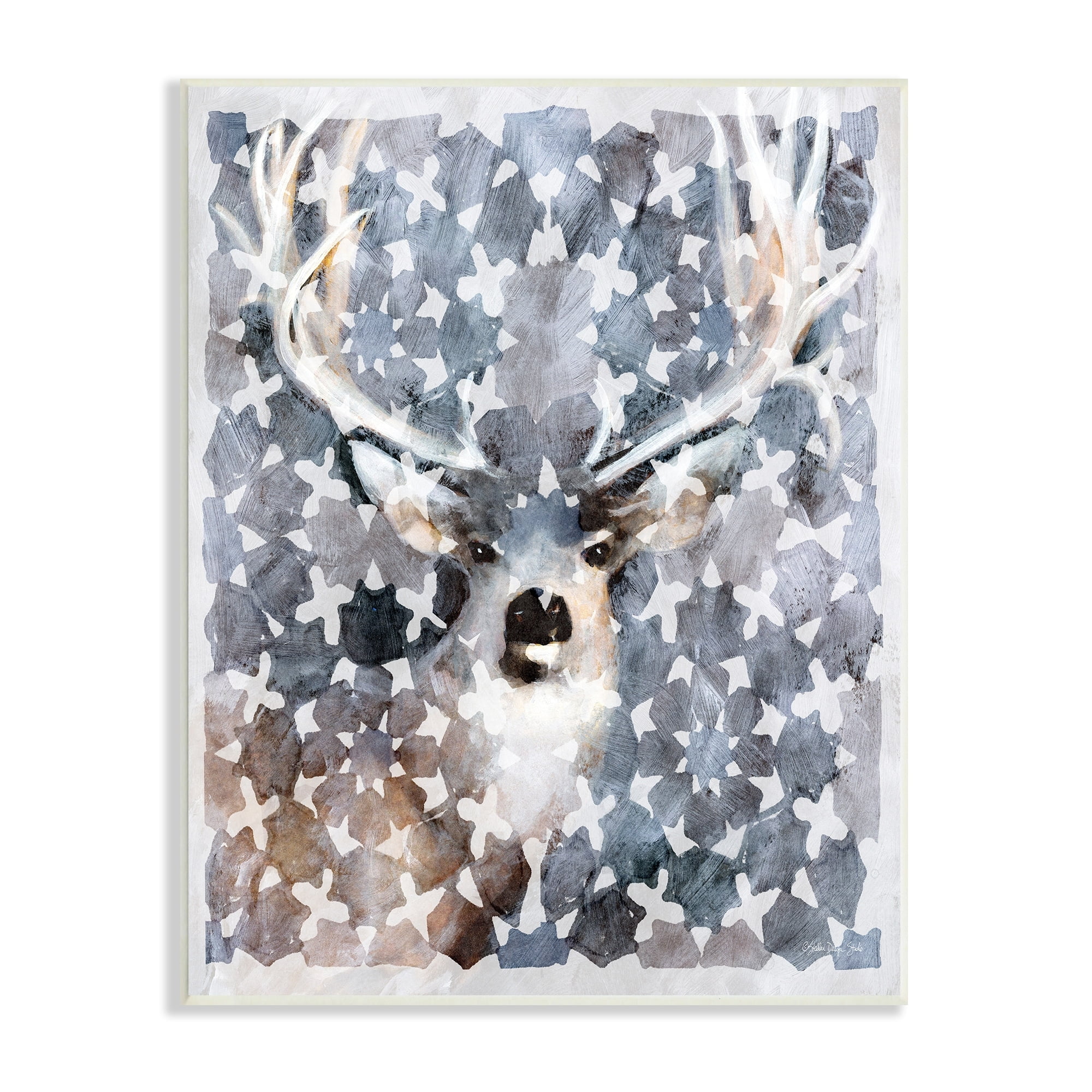 Stupell Industries Abstract Forest Stag Geometric Pattern Blue Brown, 13 x 19, Design by Stellar Design Studio