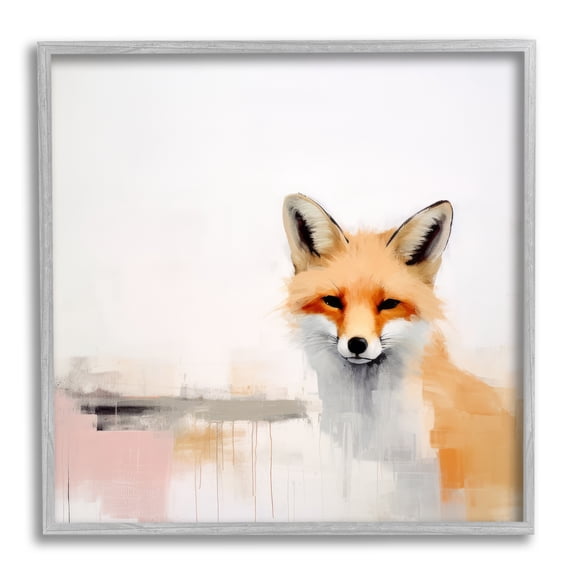 Stupell Industries Abstract Fox Portrait Animals & Insects Painting Gray Framed Art Print Wall Art, 12 x 12