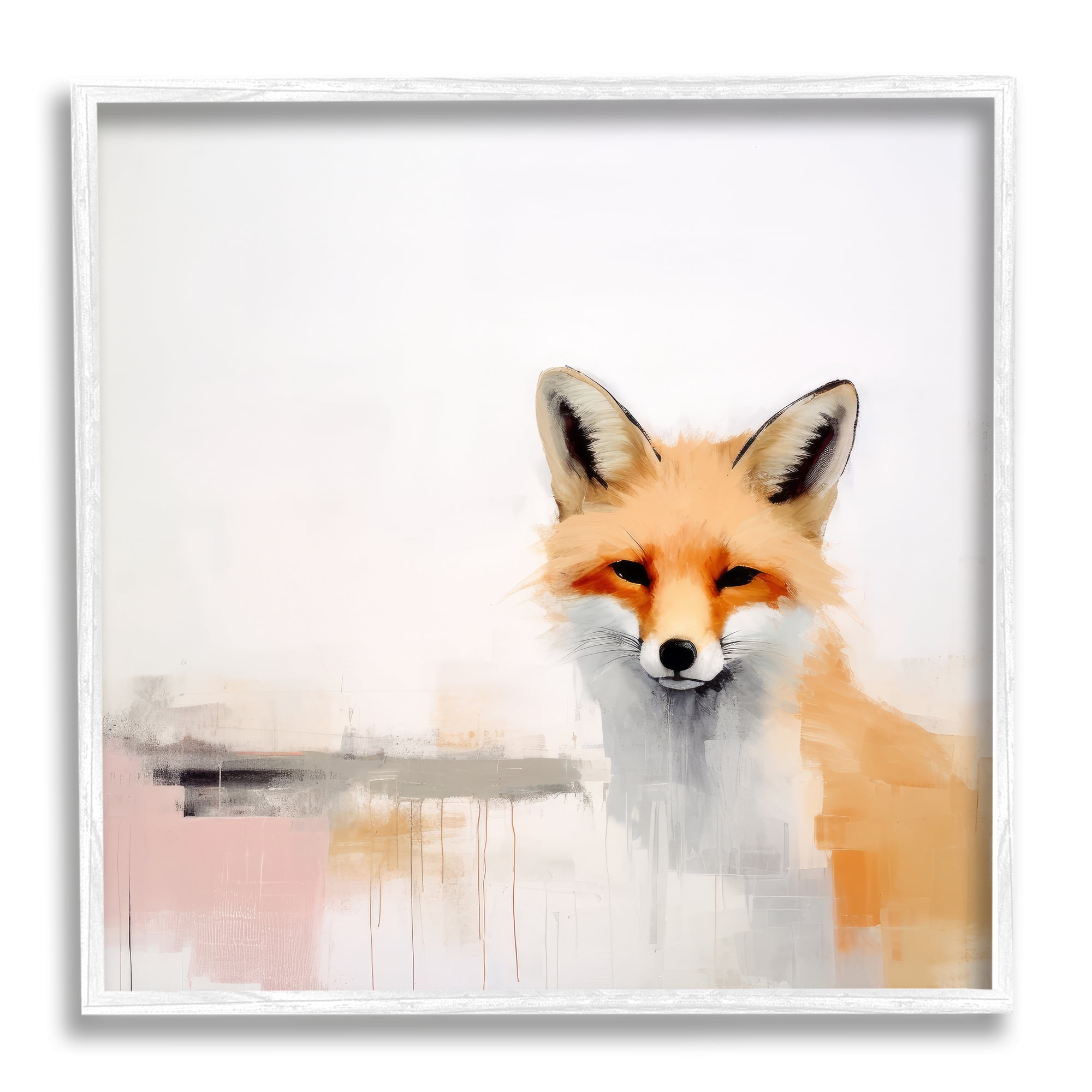 Stupell Industries Abstract Fox Portrait Animals & Insects Painting White Framed Art Print Wall Art, 17 x 17