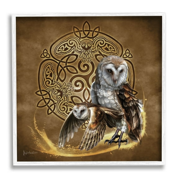 Stupell Industries Abstract Fractal Owls Animals & Insects Painting White Framed Art Print Wall Art, 24 x 24