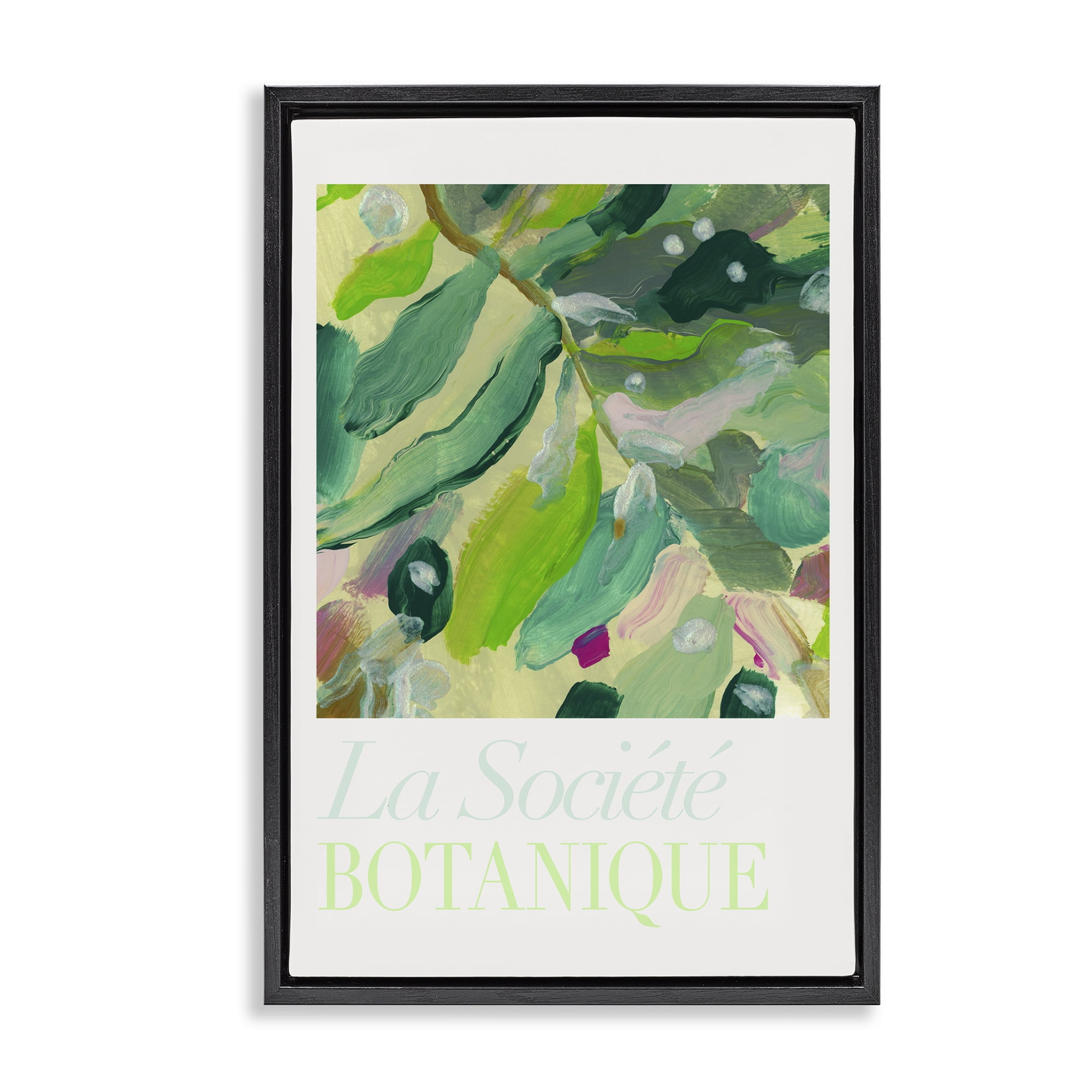 Stupell Industries Abstract French Botanicals Plants & Flowers Painting Black Floater Framed Canvas Art Print Wall Art, 21 x 31