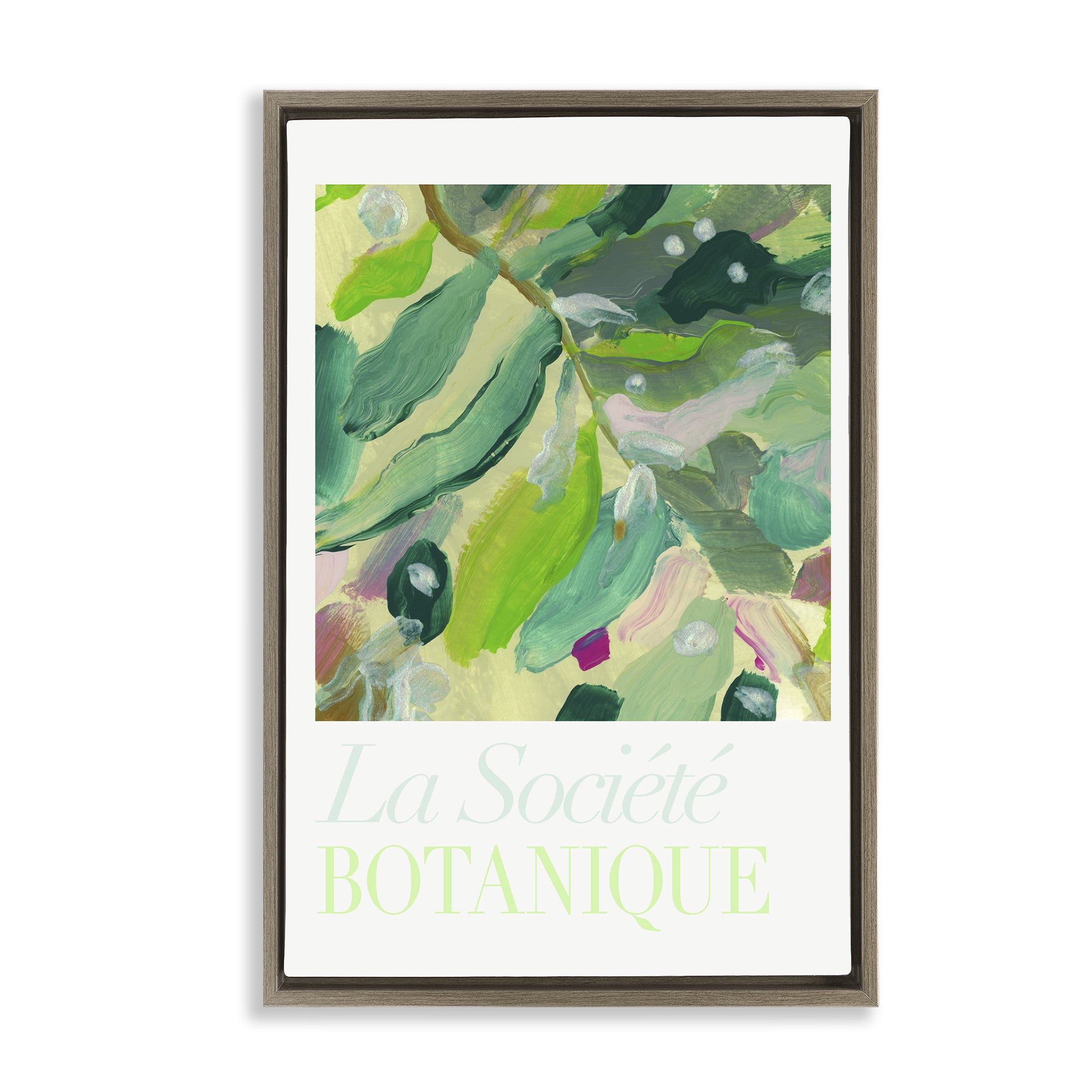 Stupell Industries Abstract French Botanicals Plants & Flowers Painting Brown Floater Framed Canvas Art Print Wall Art, 21 x 31