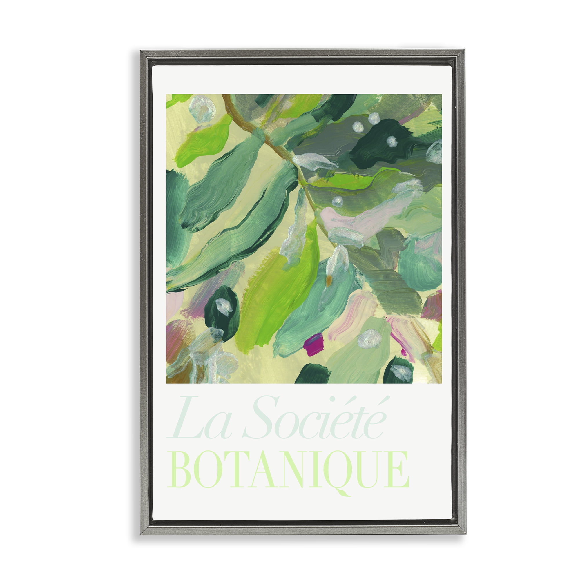 Stupell Industries Abstract French Botanicals Plants & Flowers Painting Gray Floater Framed Canvas Art Print Wall Art, 21 x 31