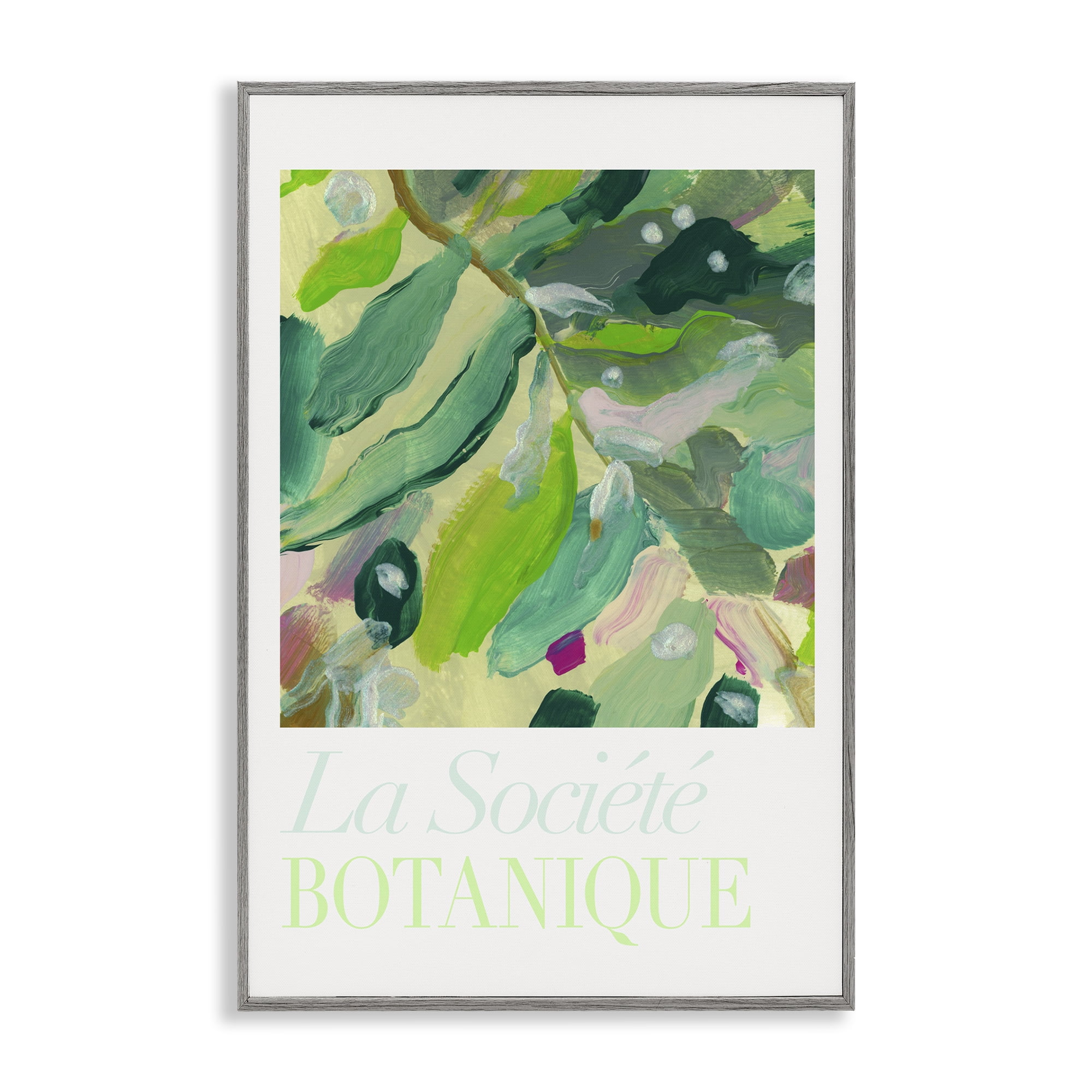 Stupell Industries Abstract French Botanicals Plants & Flowers Painting Gray Framed Art Print Wall Art, 16 x 24