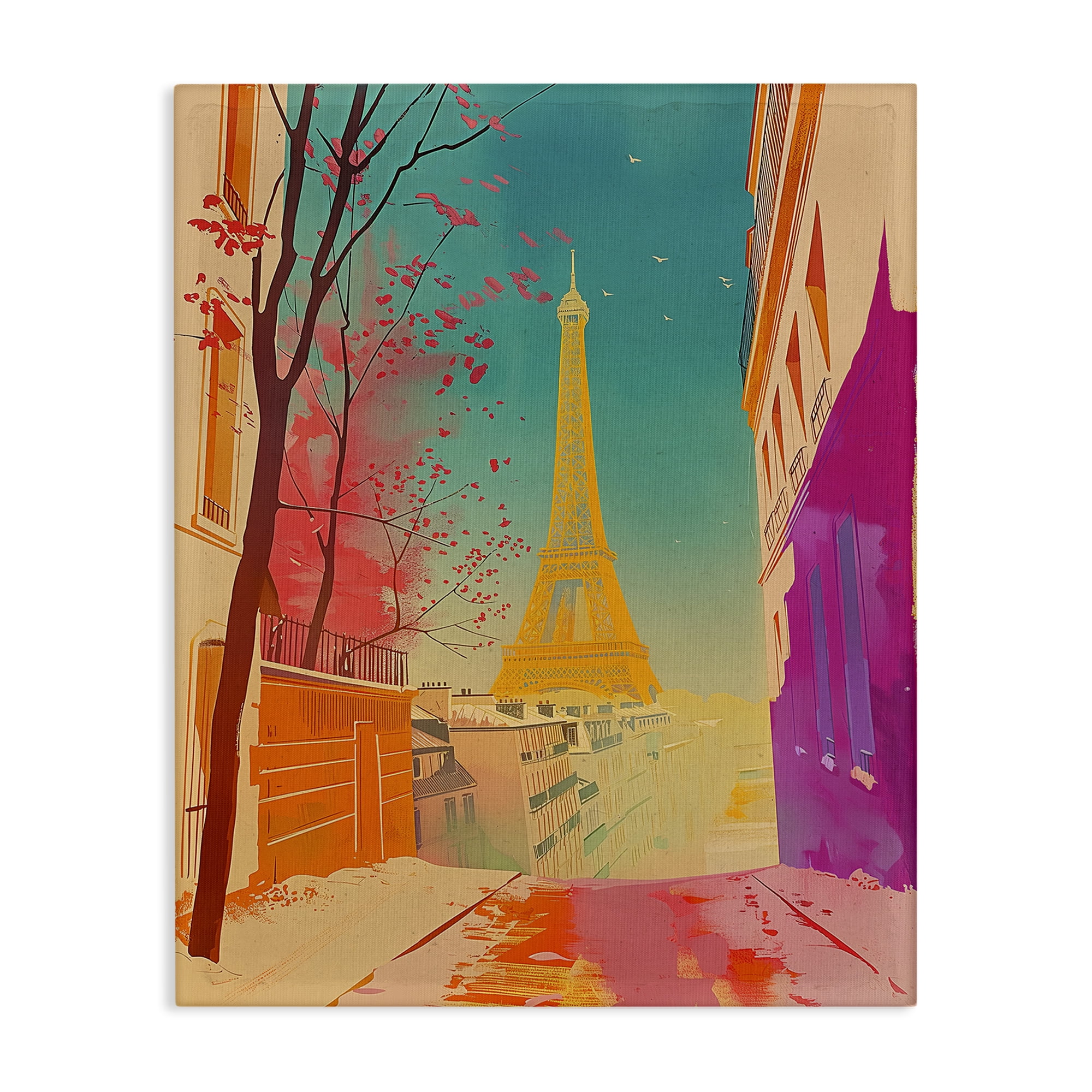 Stupell Industries Abstract French View Town & City Painting Gallery Wrapped Canvas Art Print Wall Art, 24 x 30