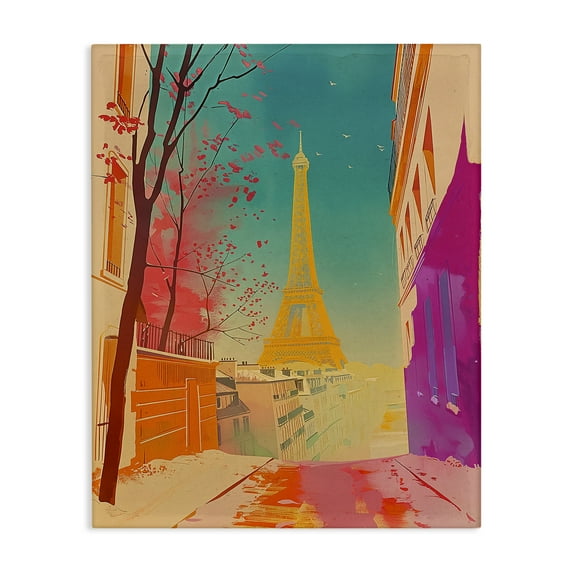 Stupell Industries Abstract French View Town & City Painting Gallery Wrapped Canvas Art Print Wall Art, 36 x 48