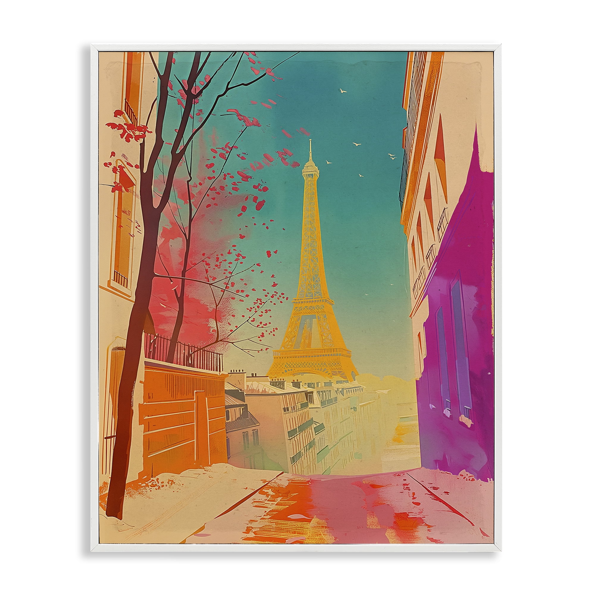 Stupell Industries Abstract French View Town & City Painting White Framed Art Print Wall Art, 24 x 30
