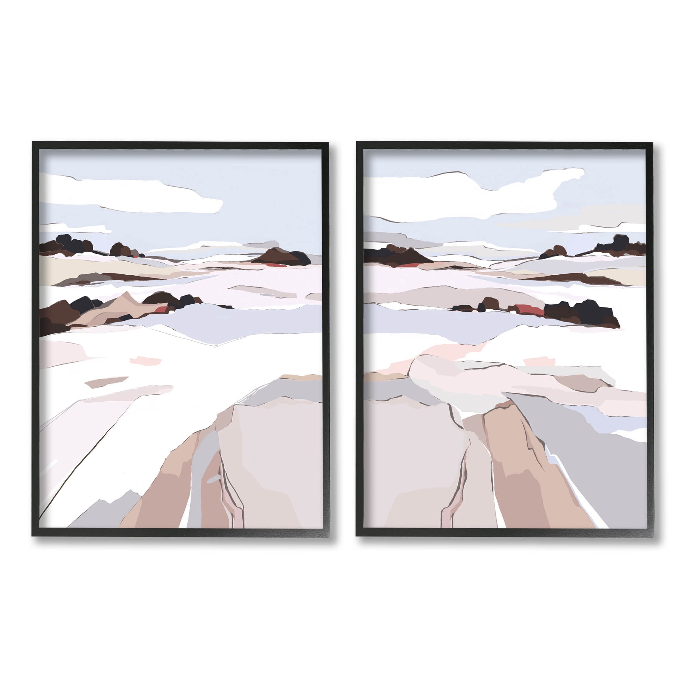 Stupell Industries Abstract Frosty View Landscape Graphic Art Black Framed Art Print Wall Art, Set of 2, Design by Nikita Jariwala
