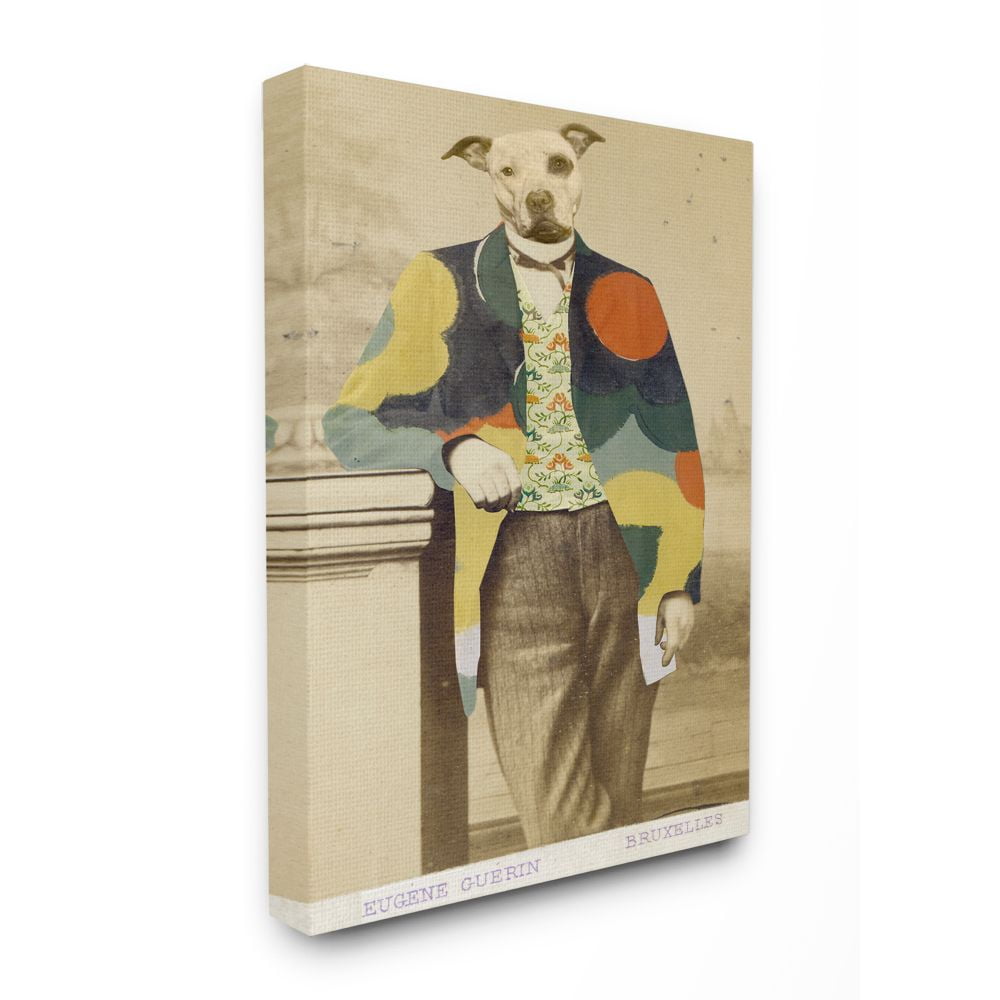 Stupell Industries Abstract Funny Vintage Dog Pet Animal Photo Canvas Wall Art by Villager Jim
