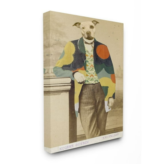 Stupell Industries Abstract Funny Vintage Dog Pet Animal Photo Canvas Wall Art by Villager Jim