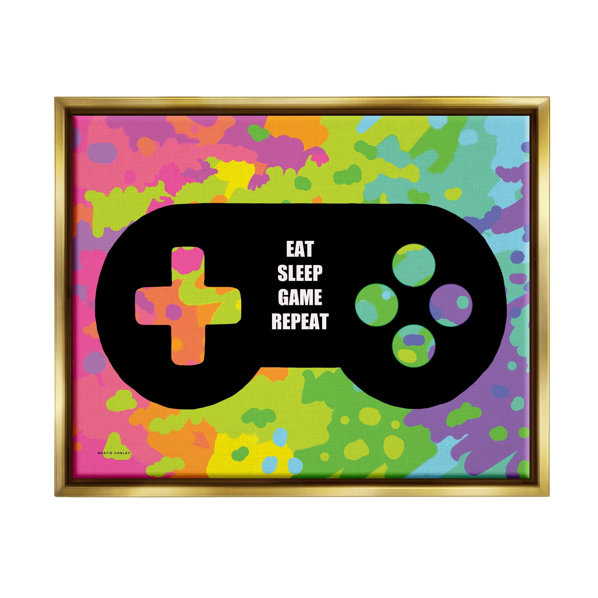 Stupell Industries Abstract Game Phrase Beauty & Fashion Painting Gold Floater Framed Art Print Wall Art, 31 x 25