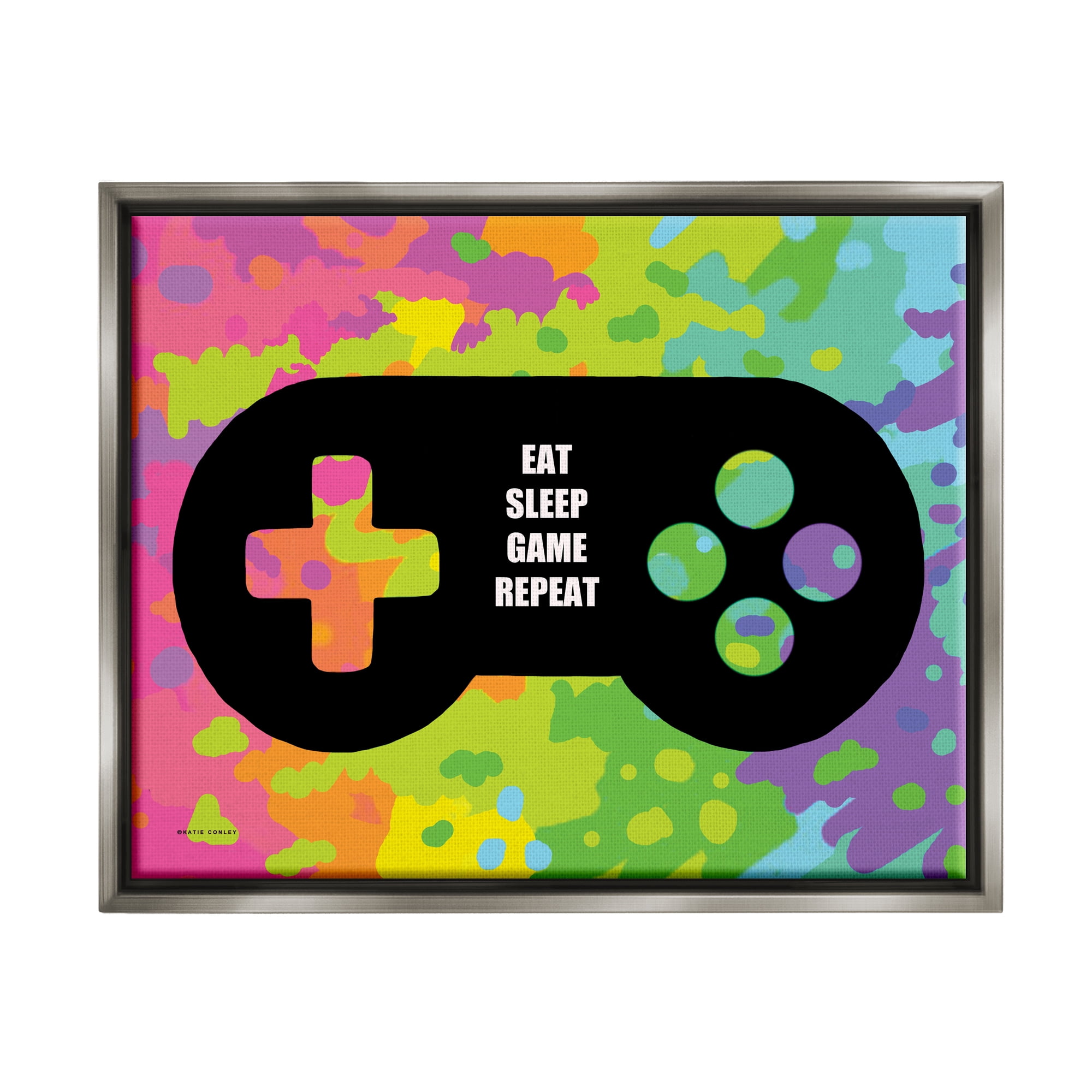 Stupell Industries Abstract Game Phrase Beauty & Fashion Painting Gray Floater Framed Art Print Wall Art, 21 x 17
