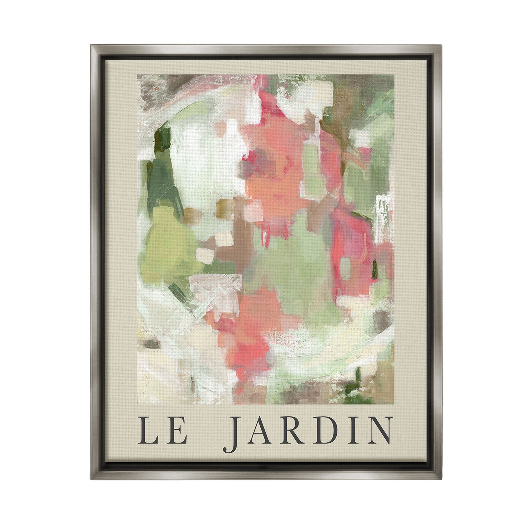 Le Jardin Abstract Garden Painting on Canvas with Gray Frame