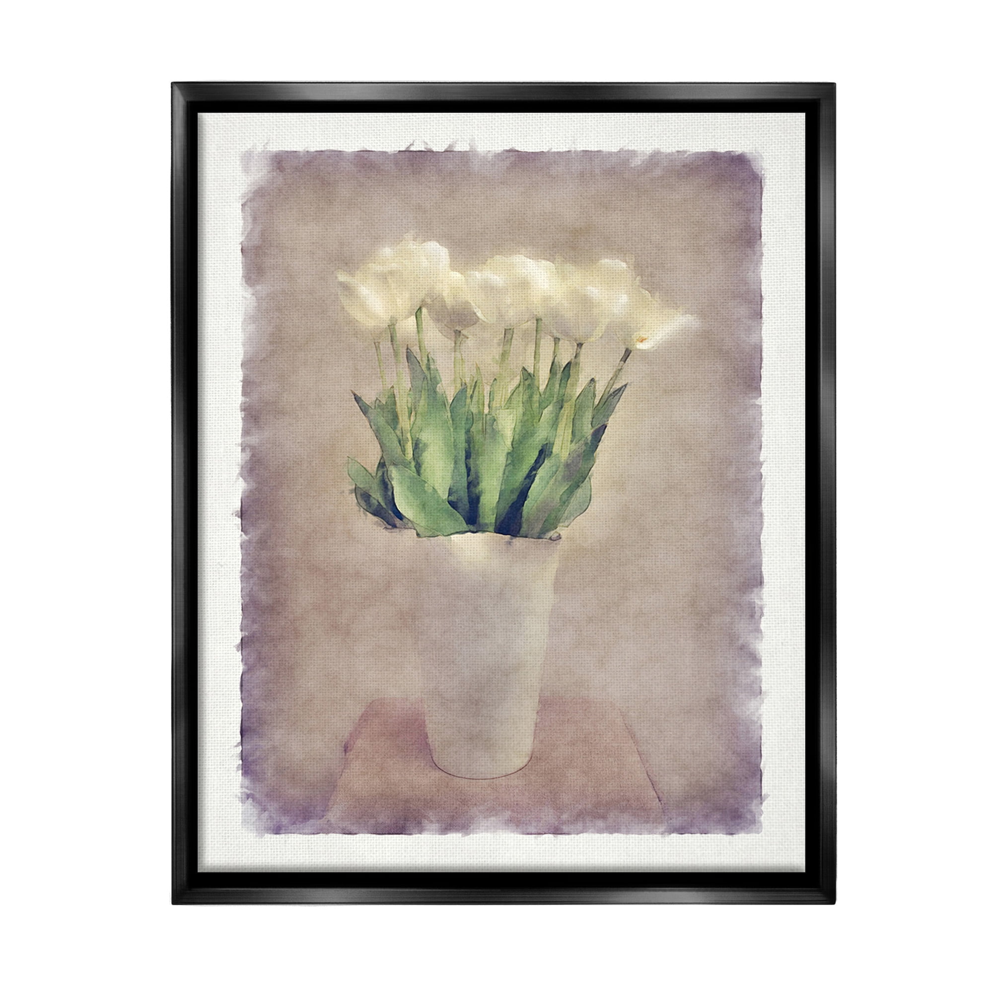 Stupell Industries Abstract Garden Tulips Botanical & Floral Painting Black Floater Framed Canvas Art Print Wall Art, 17 x 21