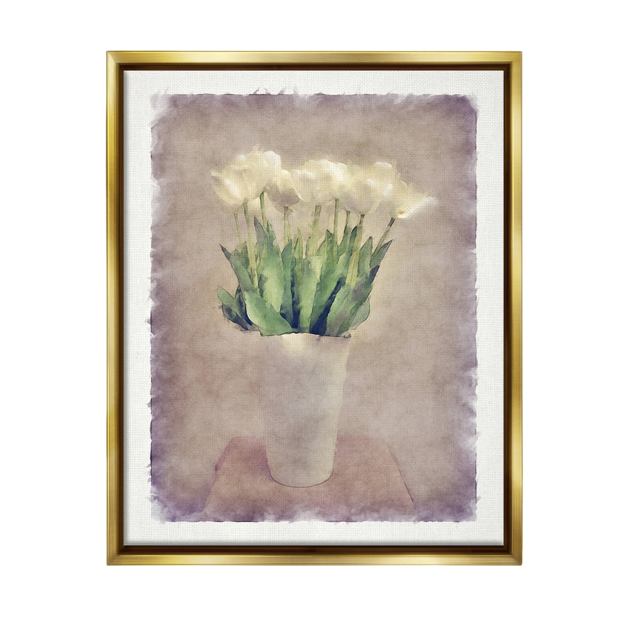 Stupell Industries Abstract Garden Tulips Botanical & Floral Painting Gold Floater Framed Canvas Art Print Wall Art, 17 x 21