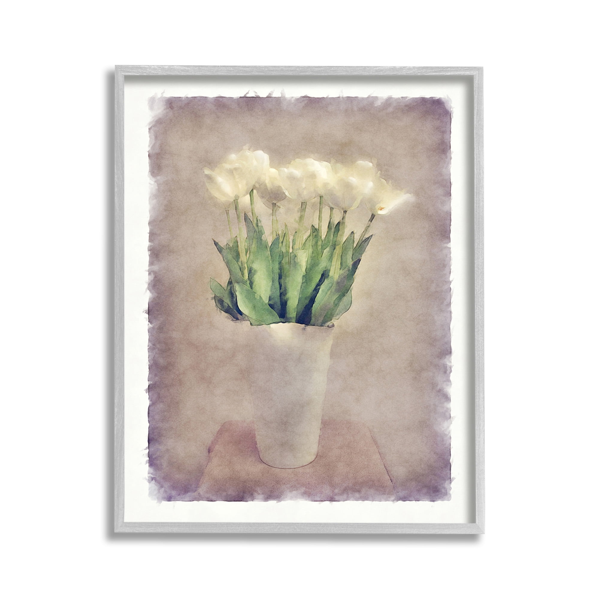 Stupell Industries Abstract Garden Tulips Botanical & Floral Painting Gray Framed Art Print Wall Art, 11 x 14
