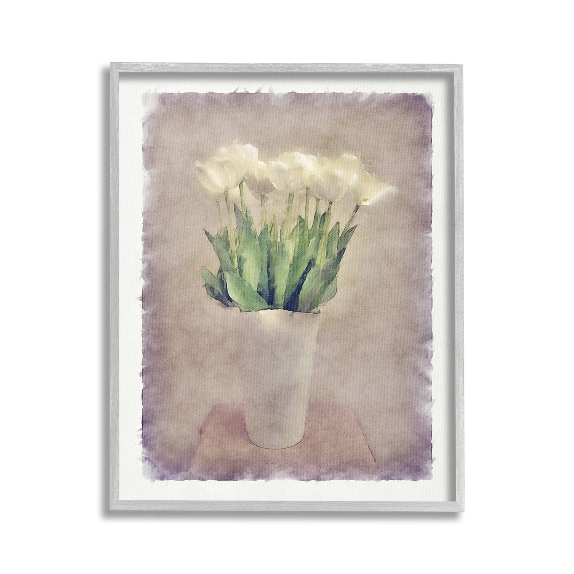 Stupell Industries Abstract Garden Tulips Botanical & Floral Painting Gray Framed Art Print Wall Art, 16 x 20