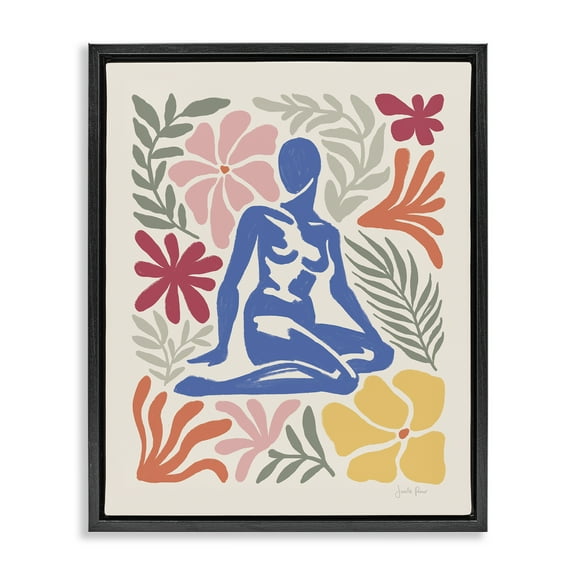 Stupell Industries Abstract Garden & Woman Novelty Painting Black Floater Framed Canvas Art Print Wall Art, 17 x 21